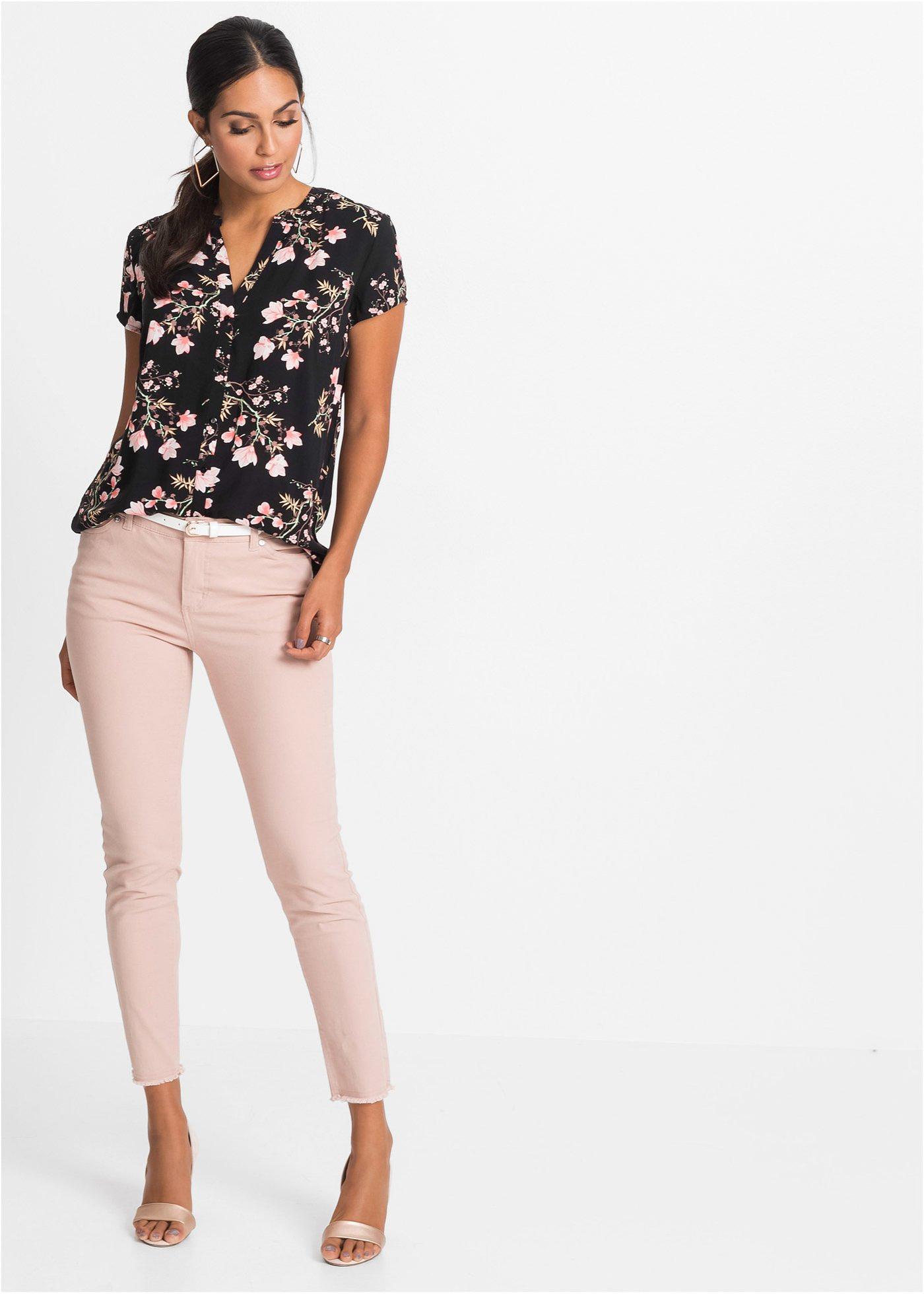 Bluzka z krótkim rękawem z czystej wiskozy - Bonprix