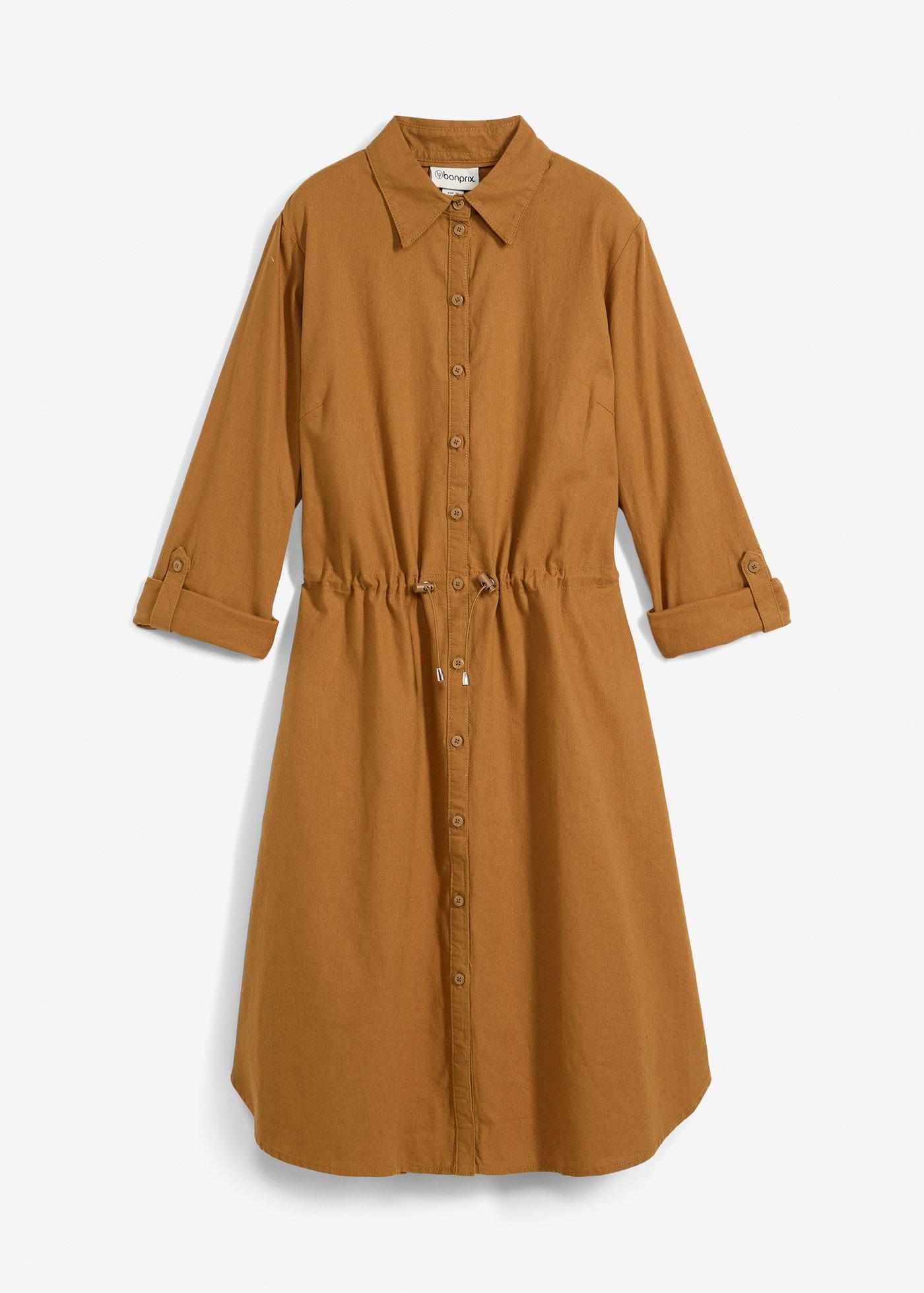 Robe-chemise en lin et coton