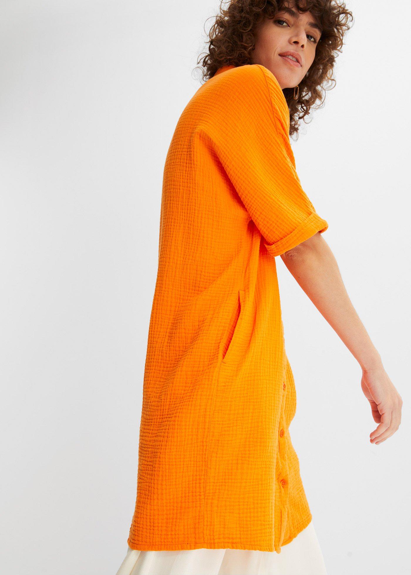 Długa bluzka oversize z miękkiego muślinu - Bonprix