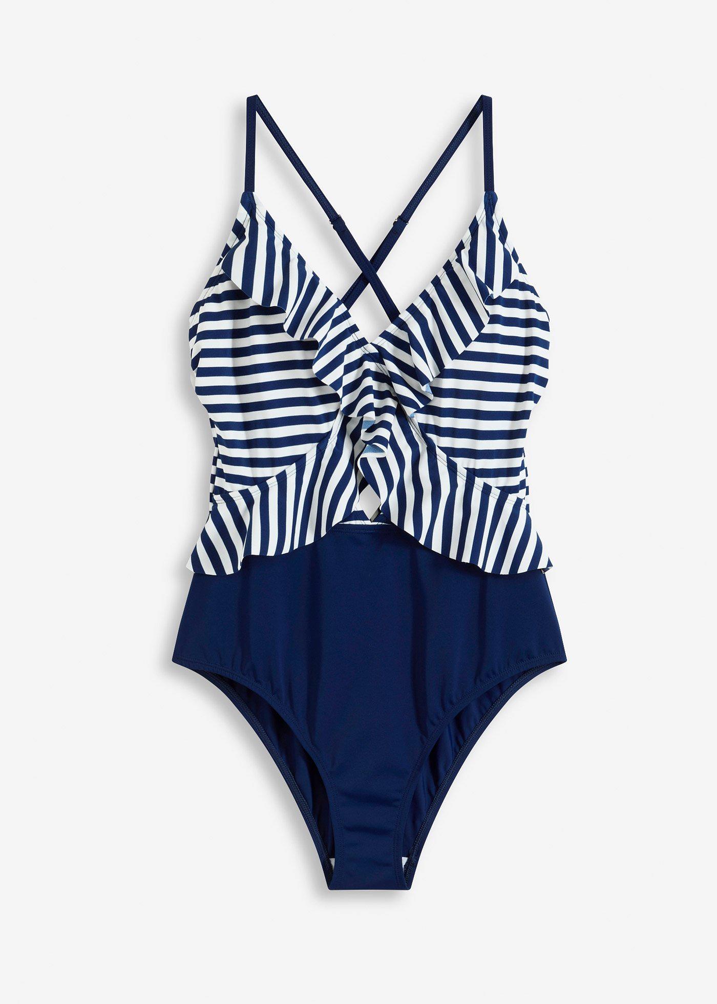 Maillot 1 pièce à volants et découpe
