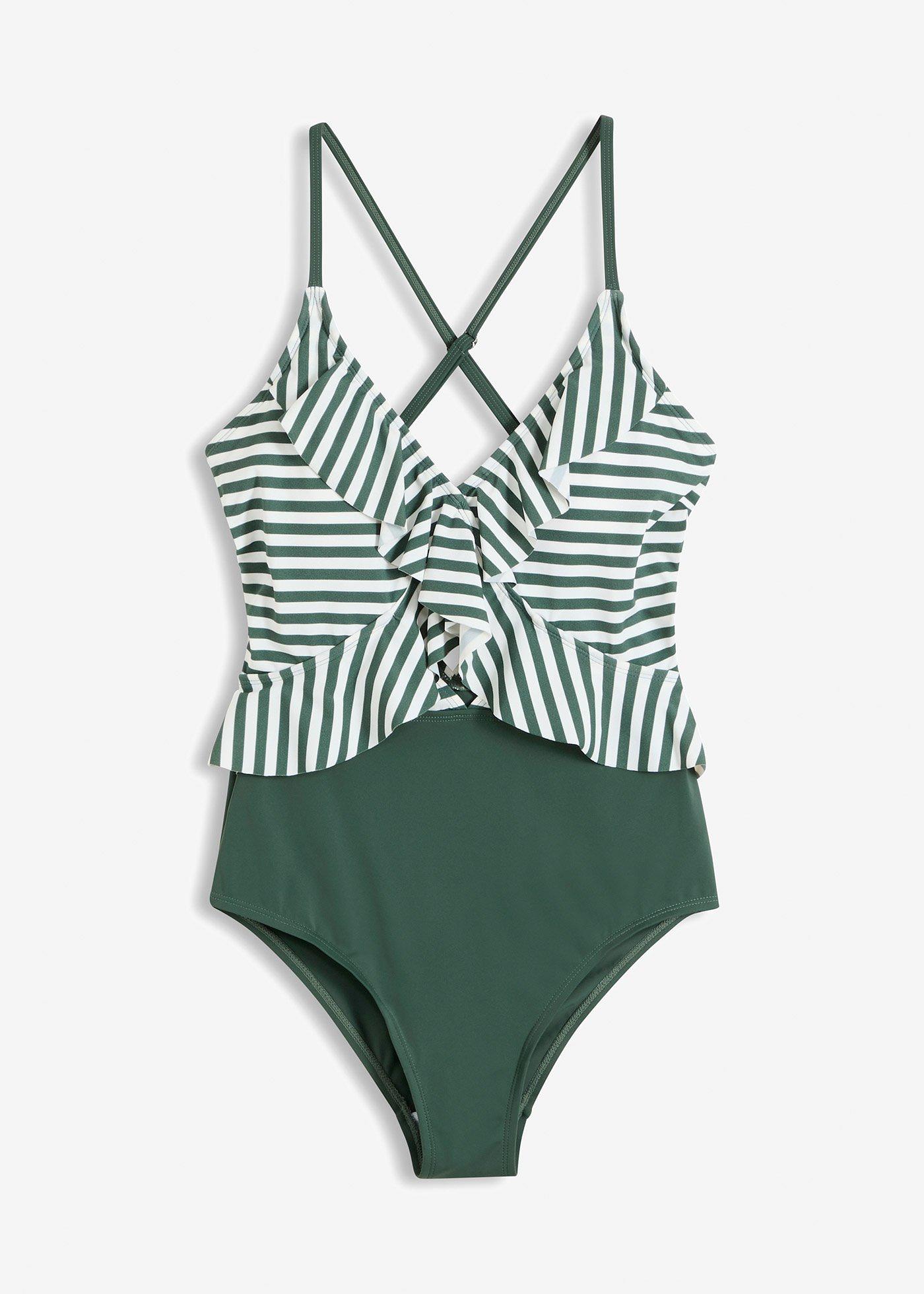 Maillot 1 pièce à volants et découpe