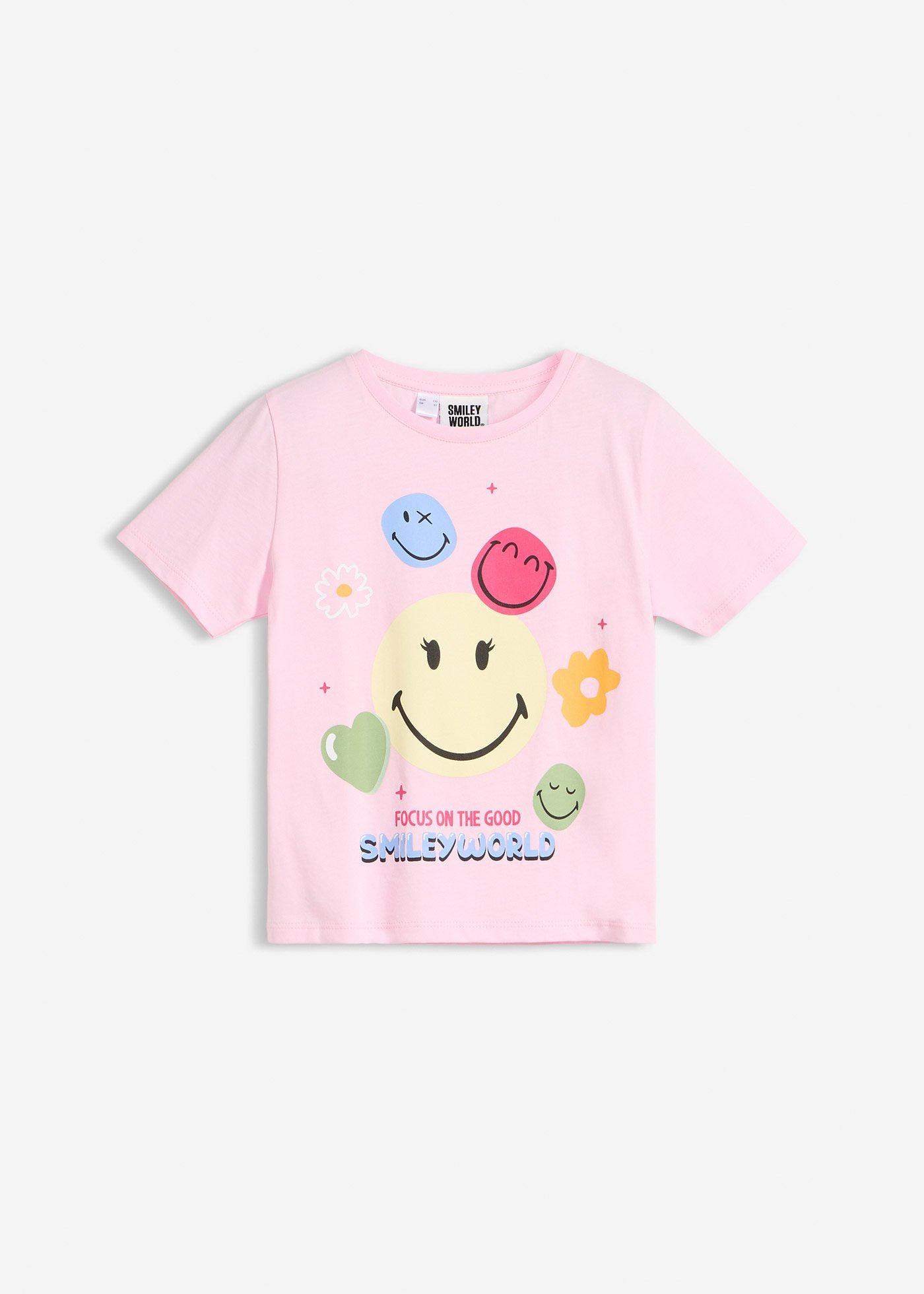 T-shirt z czystej bawełny, z nadrukiem Smileys - Bonprix
