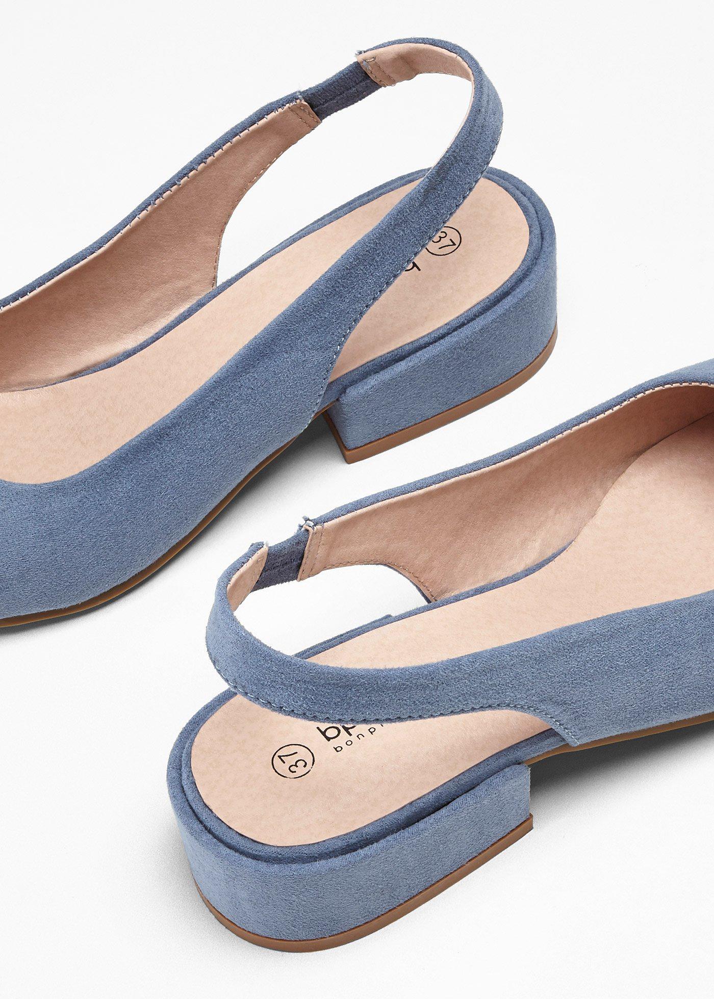 Czółenka z odkrytą piętą, na płaskim obcasie - Bonprix