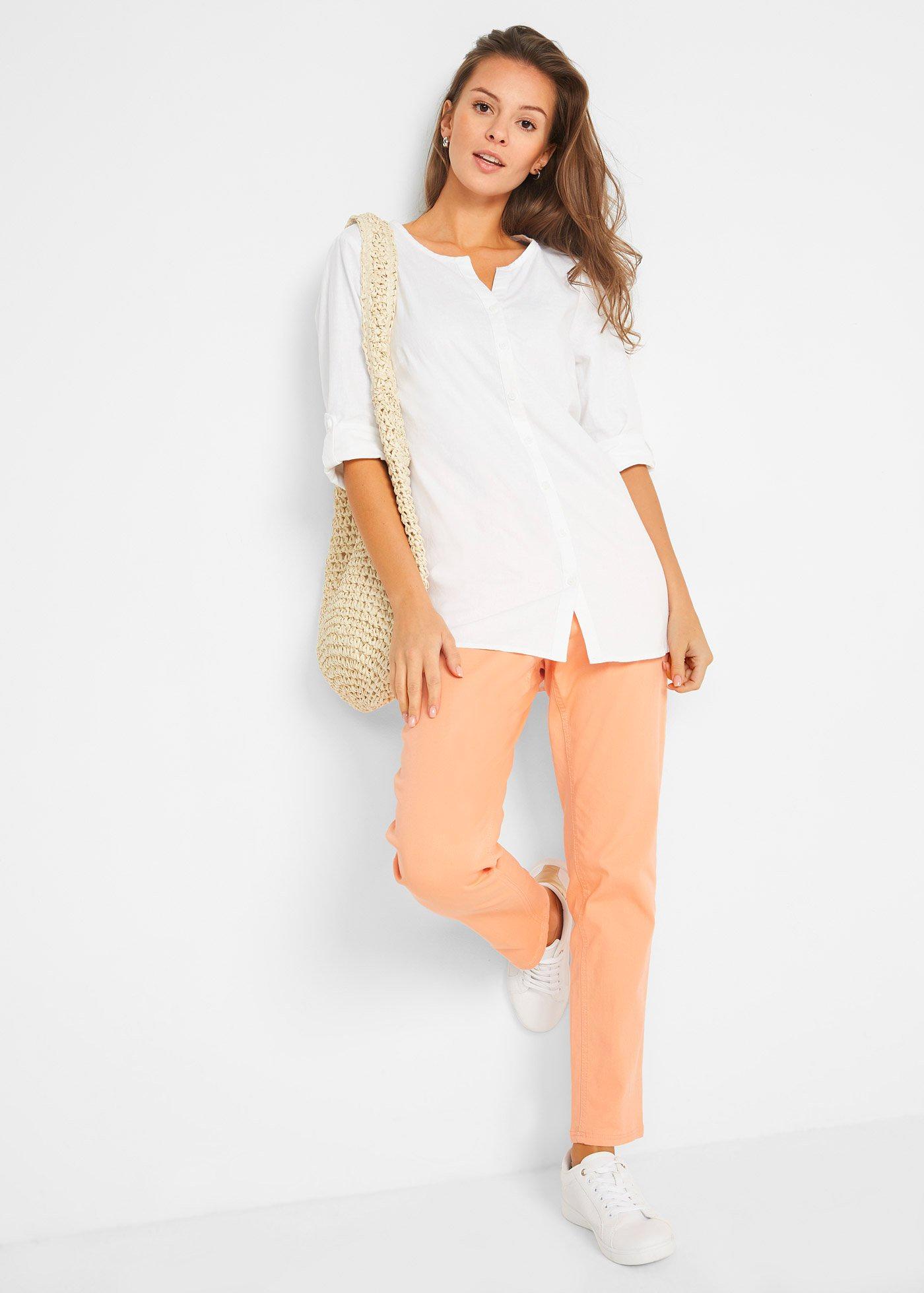 Bluzka z domieszką lnu i rękawami 3/4 - Bonprix