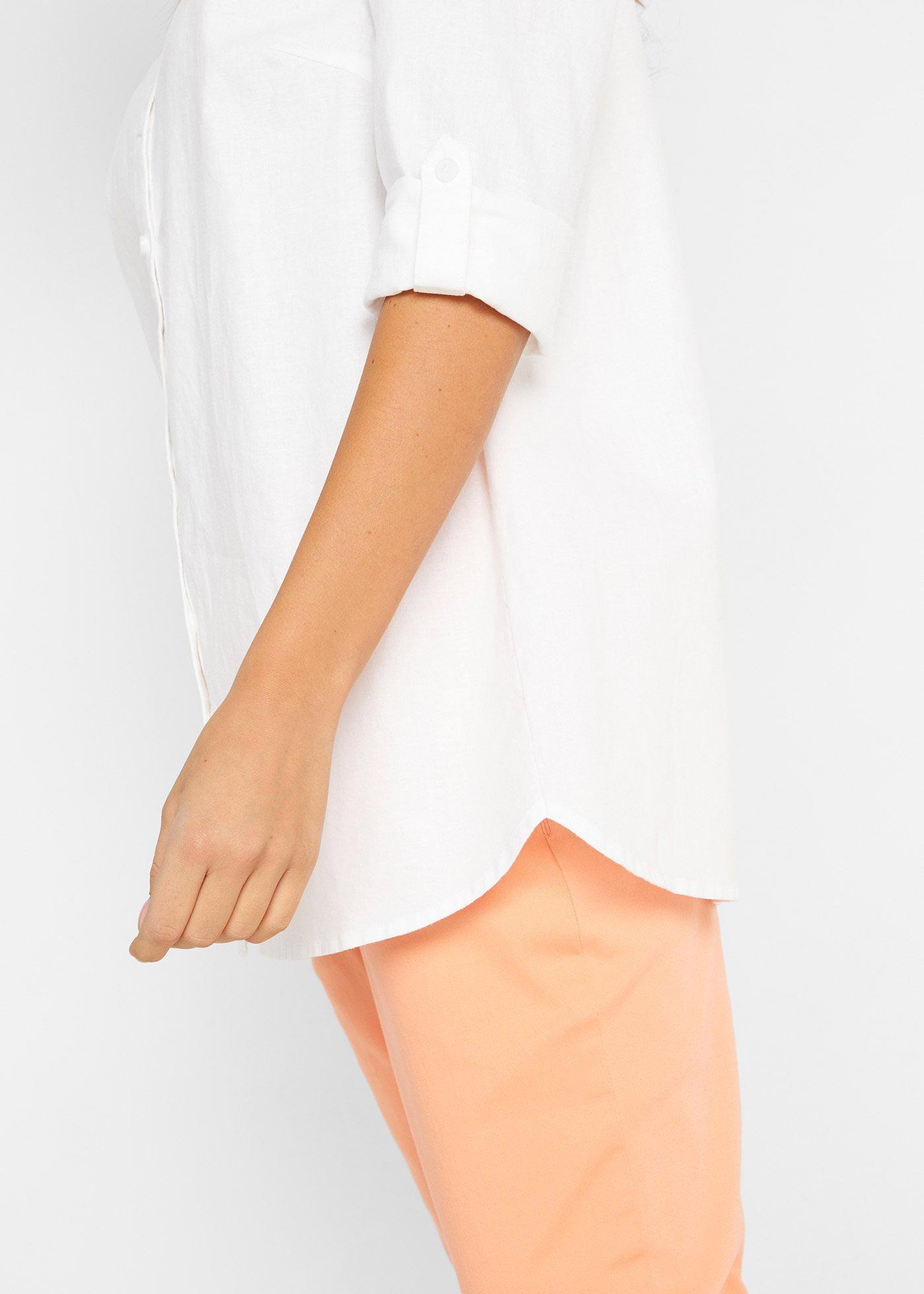 Bluzka z domieszką lnu i rękawami 3/4 - Bonprix