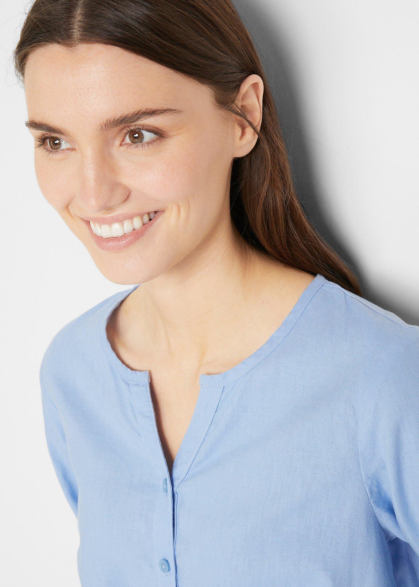 Bluzka z domieszką lnu i rękawami 3/4 - Bonprix