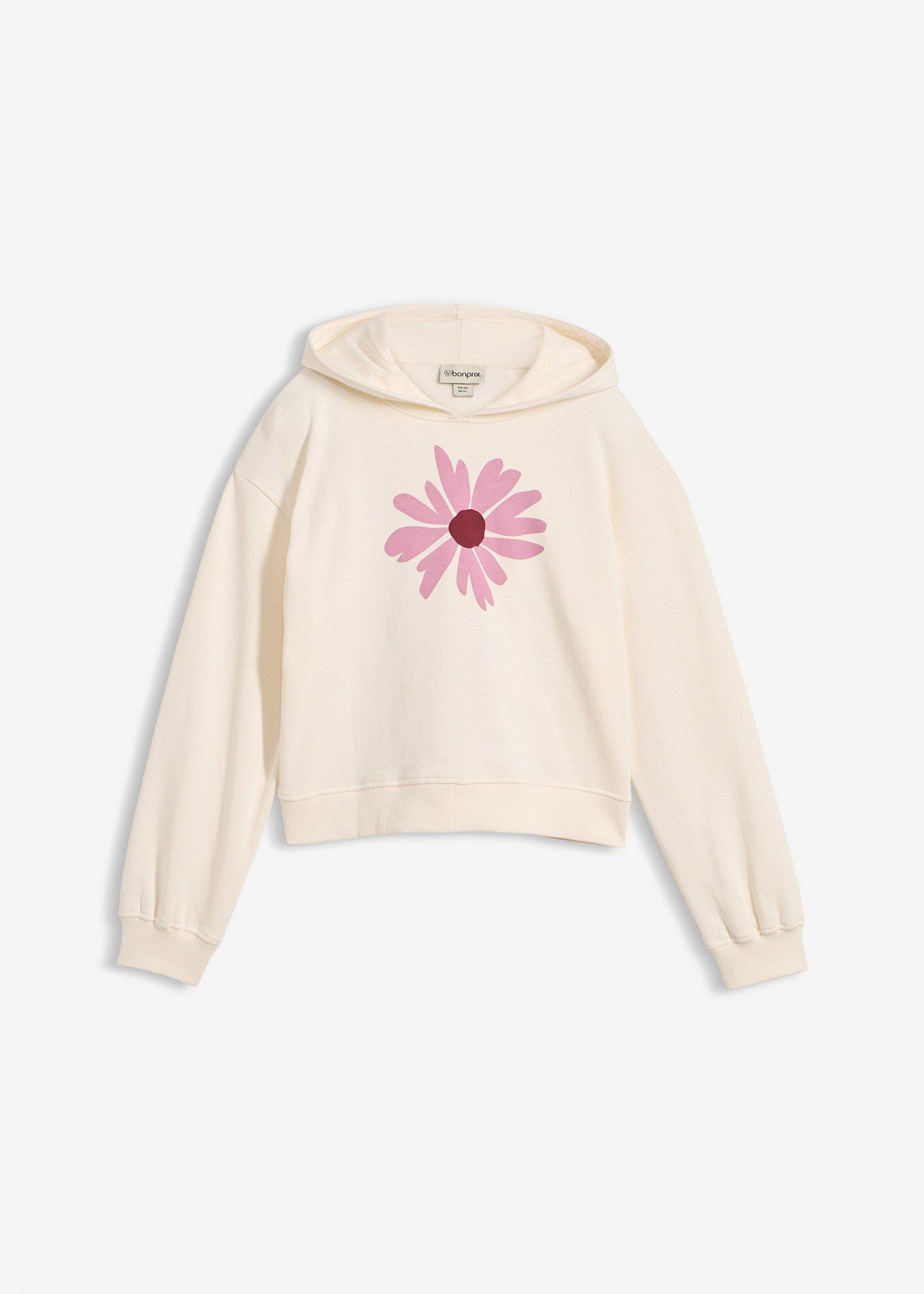 Krótka bluza z kapturem, z czystej bawełny organicznej - Bonprix