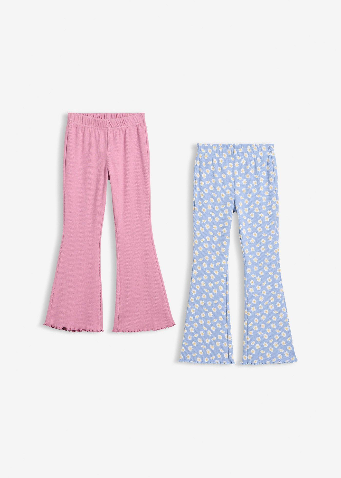 Legginsy z prążkowanego materiału, rozszerzone nogawki (2 szt.) - Bonprix