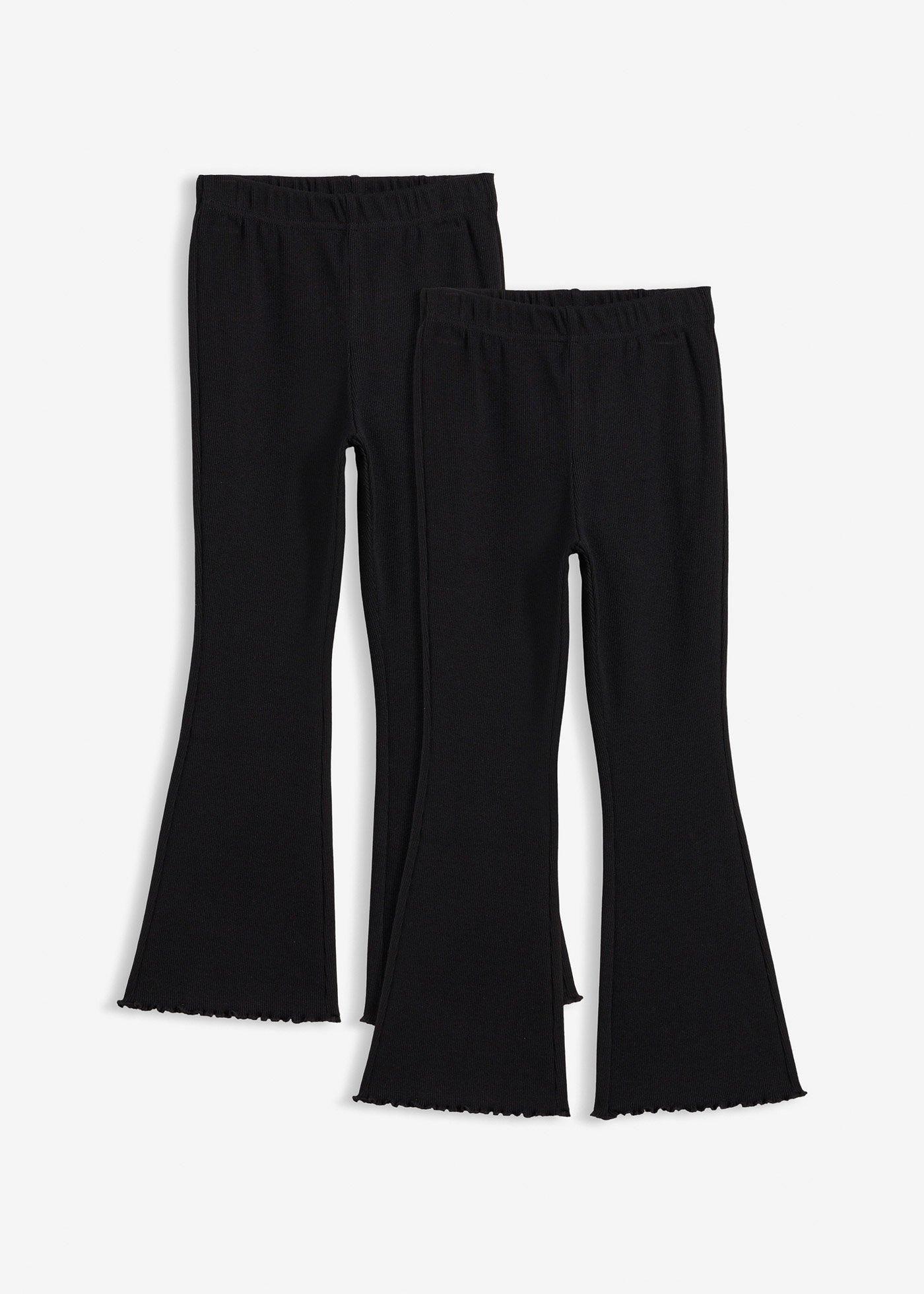 Legginsy z prążkowanego materiału, rozszerzone nogawki (2 szt.) - Bonprix