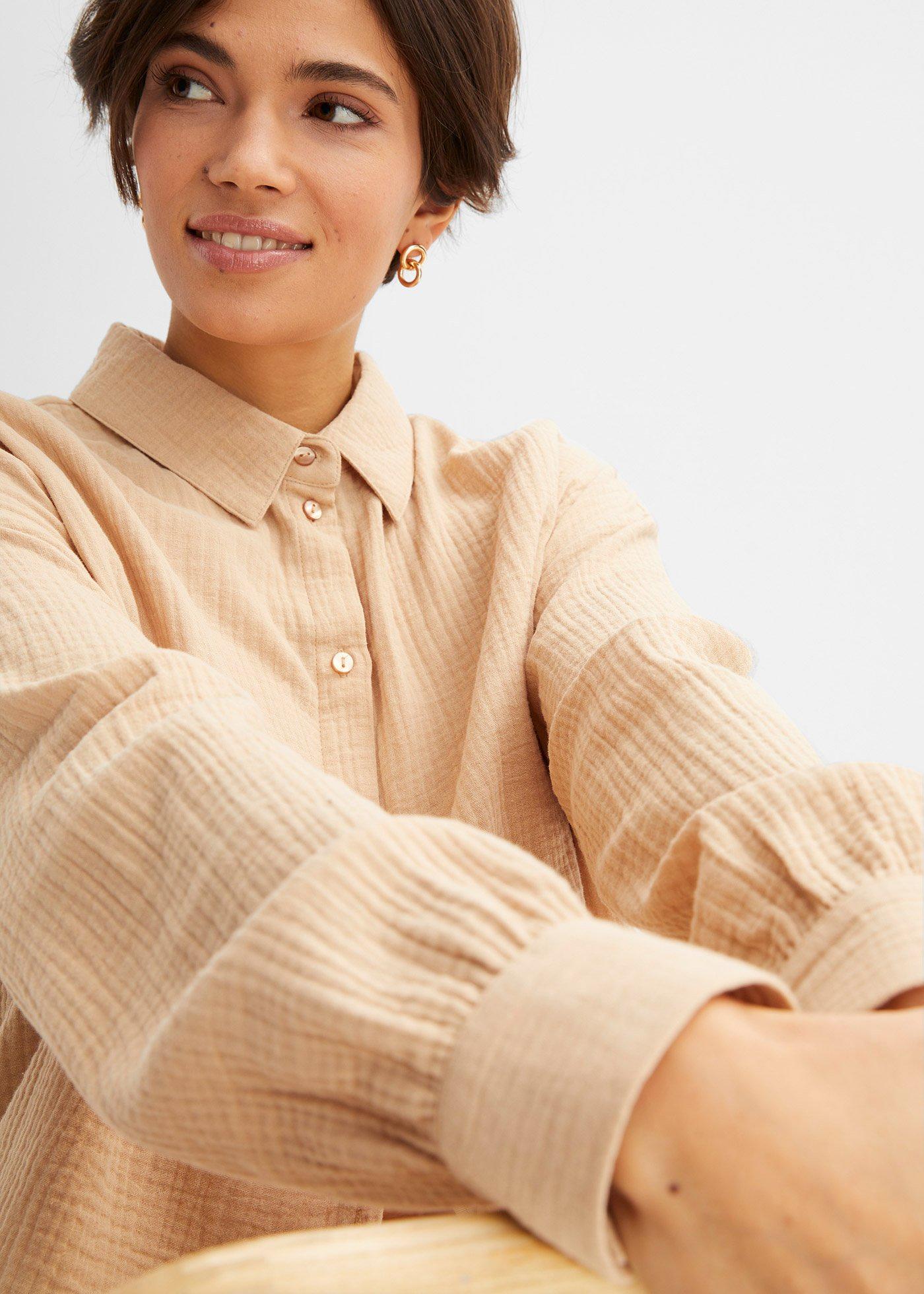 Długa bluzka muślinowa oversize - Bonprix