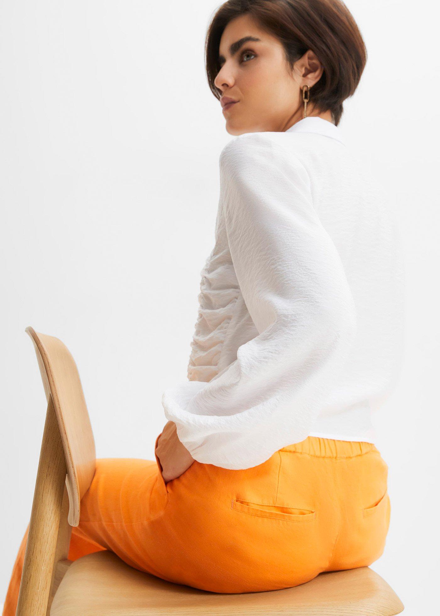 Długie spodnie palazzo z domieszką lnu - Bonprix