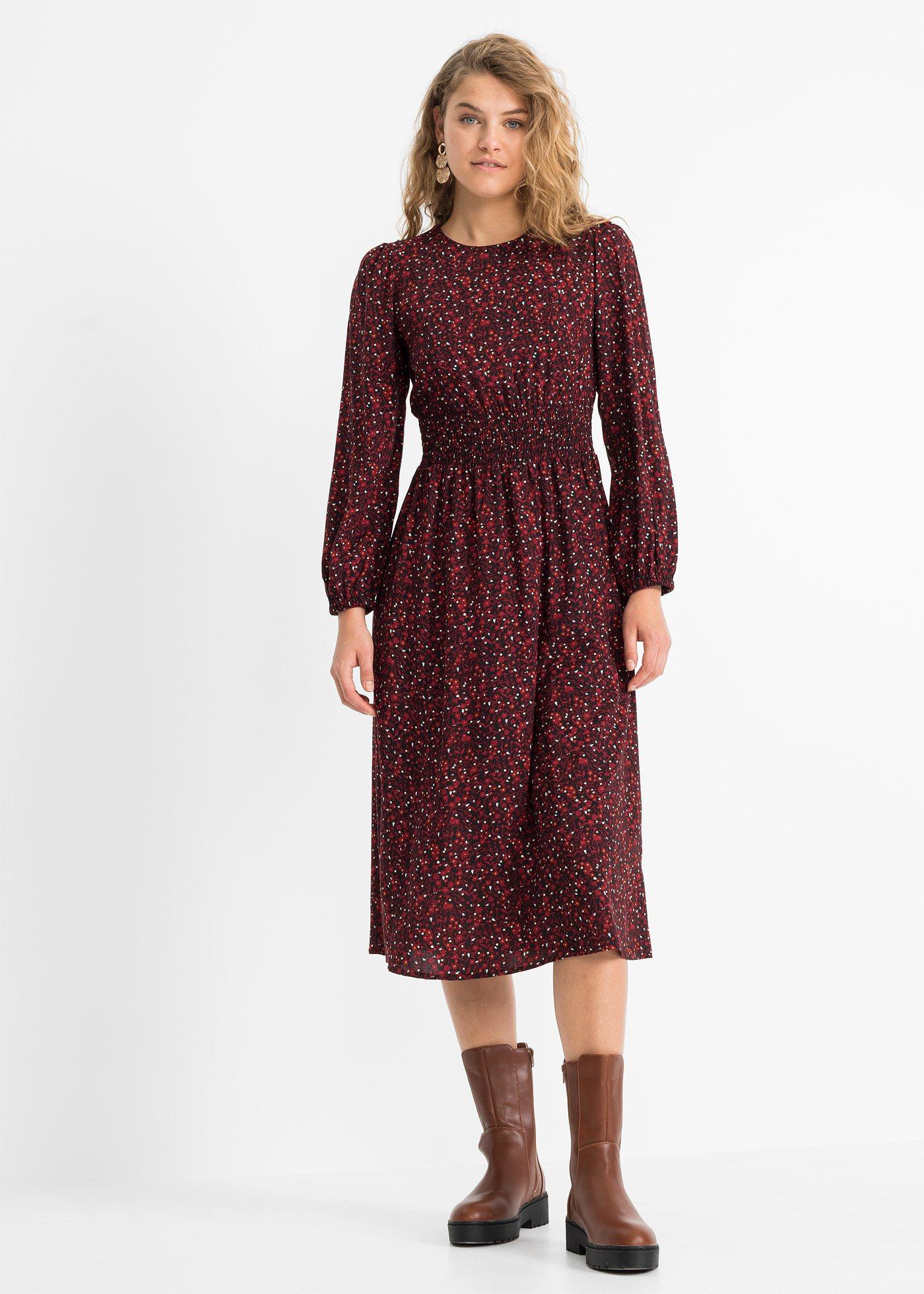 Sukienka midi w kwiaty - Bonprix