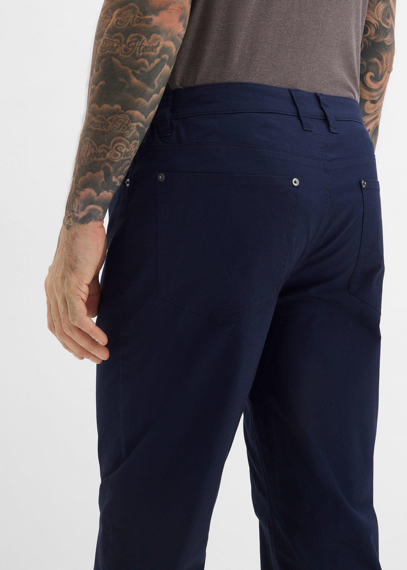 Spodnie ze stretchem o kroju relaxed fit z wygodnym pasem, straight - Bonprix