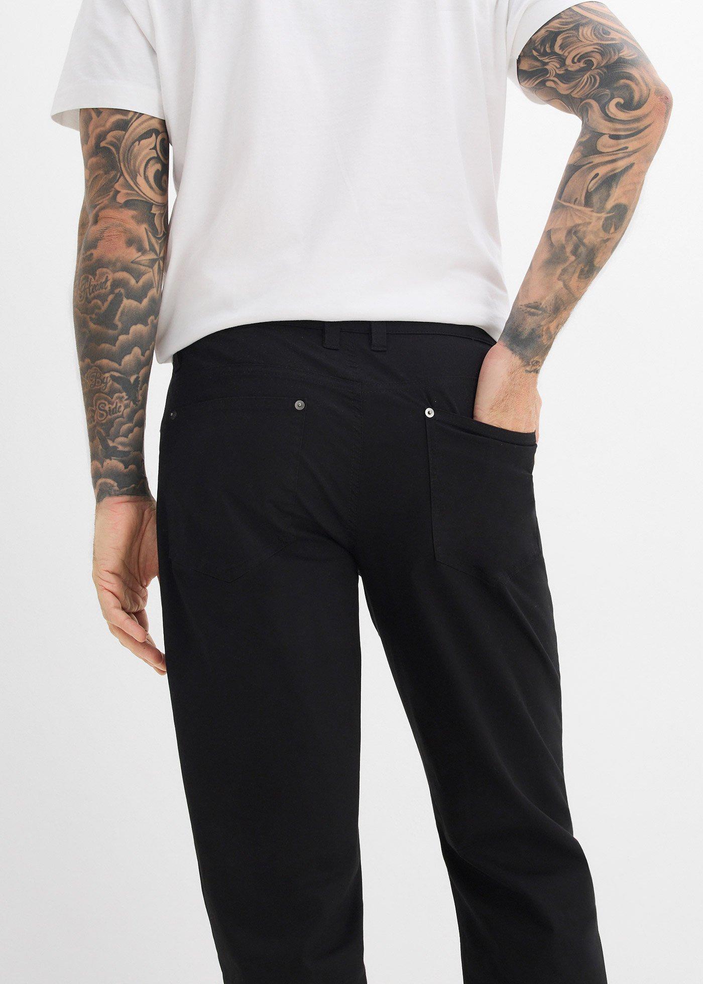 Spodnie ze stretchem o kroju relaxed fit z wygodnym pasem, straight - Bonprix