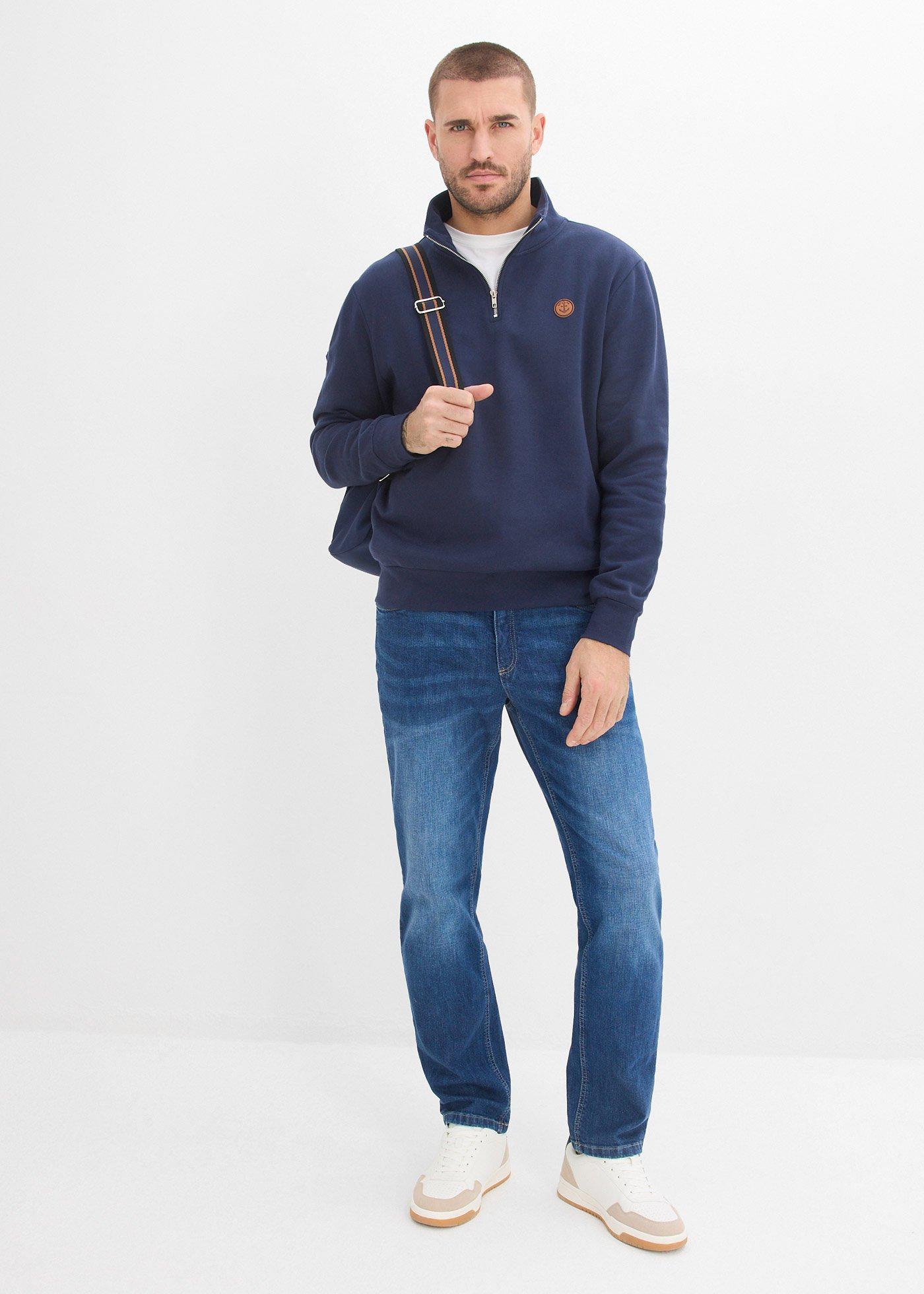 Bluza z krótkim zamkiem, z czystej bawełny organicznej - Bonprix