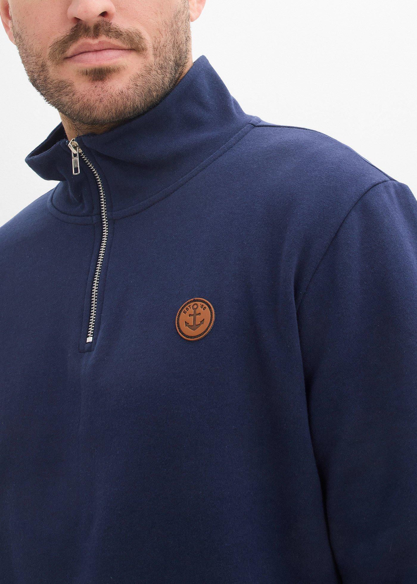 Bluza z krótkim zamkiem, z czystej bawełny organicznej - Bonprix