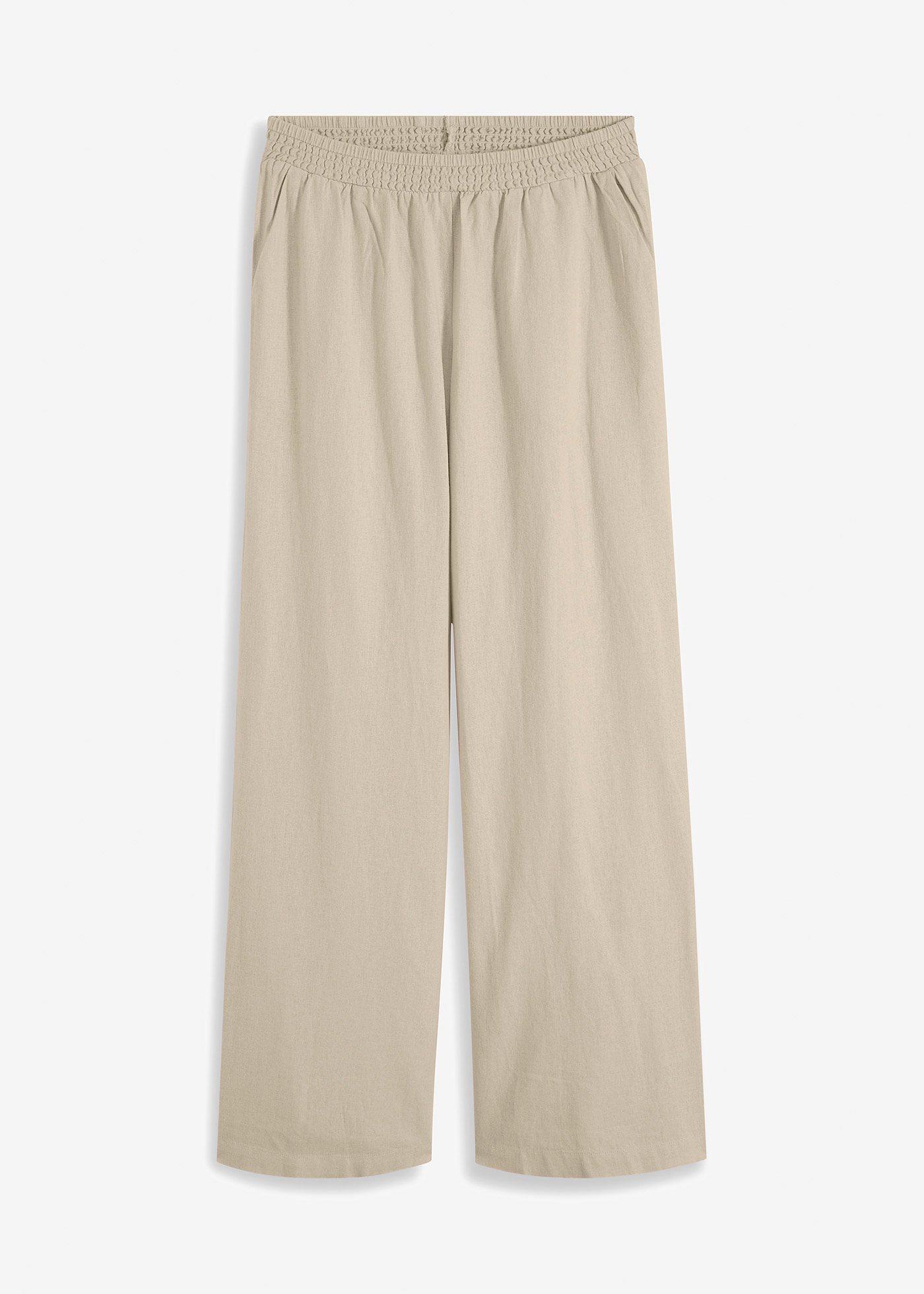 Bonprix Femme Pantalon Palazzo En Lin Mélangé Beige Taille 44