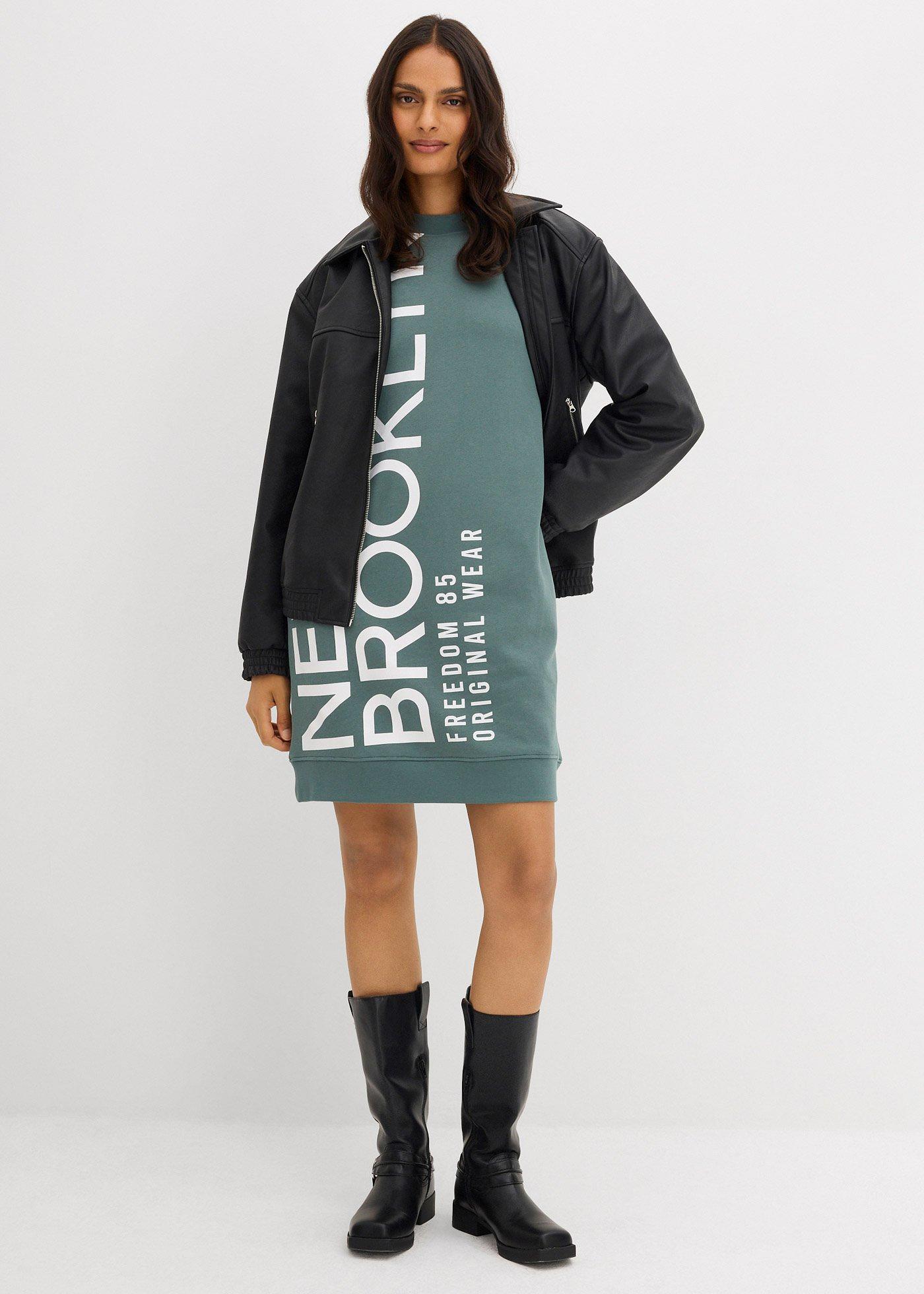 Sukienka dresowa oversize z miękkiej mieszanki bawełny - Bonprix