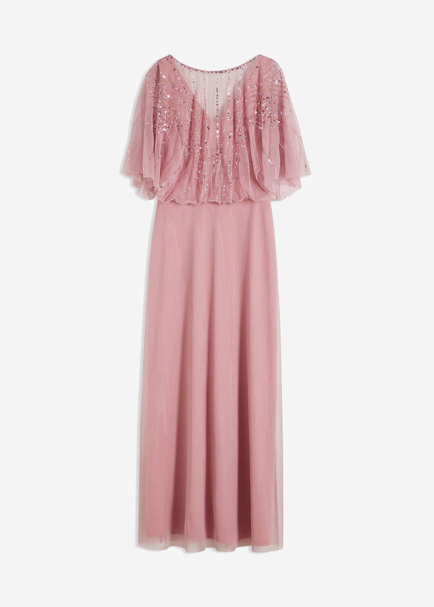 Robe longue en tulle fin avec sequins brodés