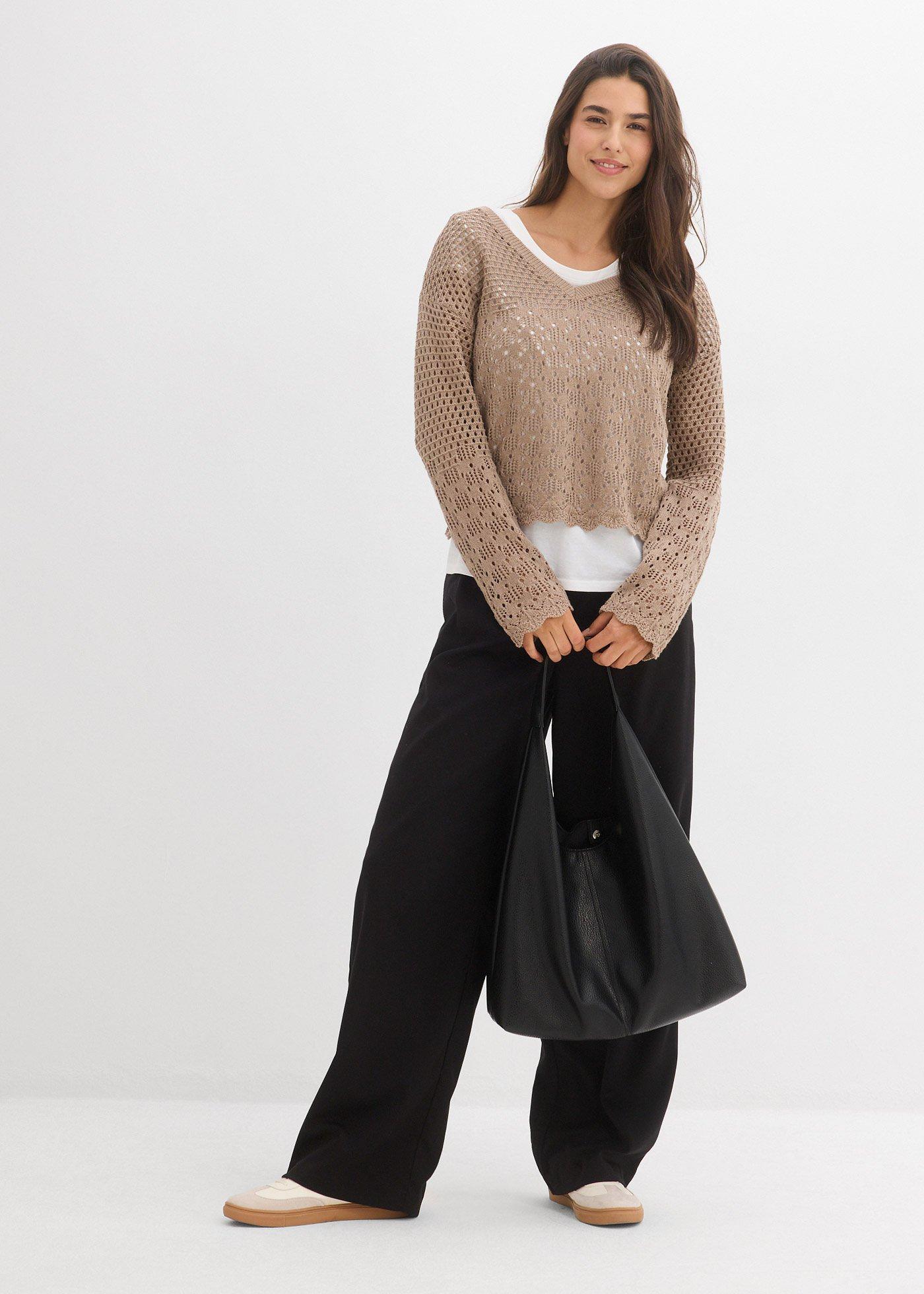 Lekki sweter ażurowy - Bonprix