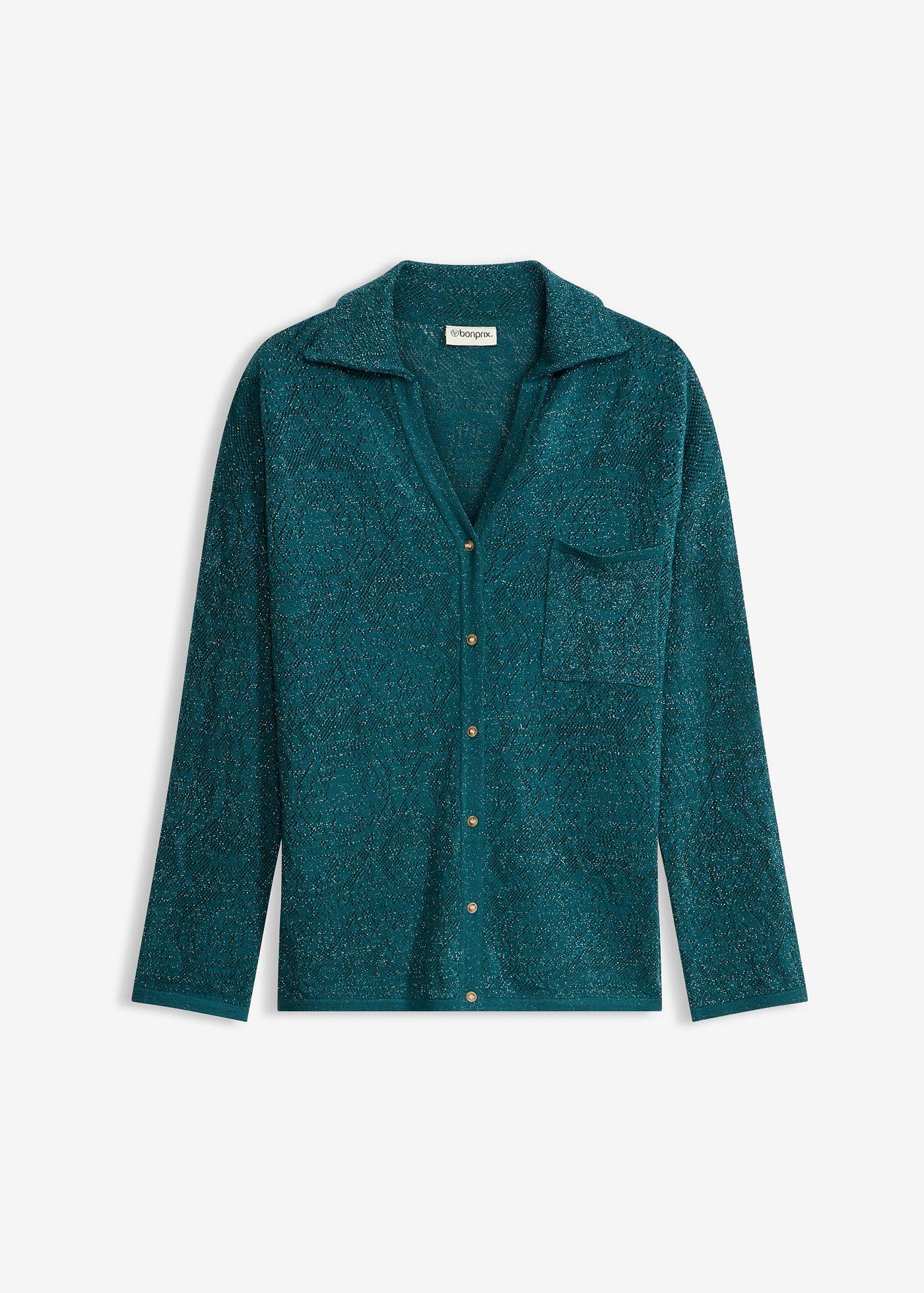 Gilet en maille ajourée avec fil brillant