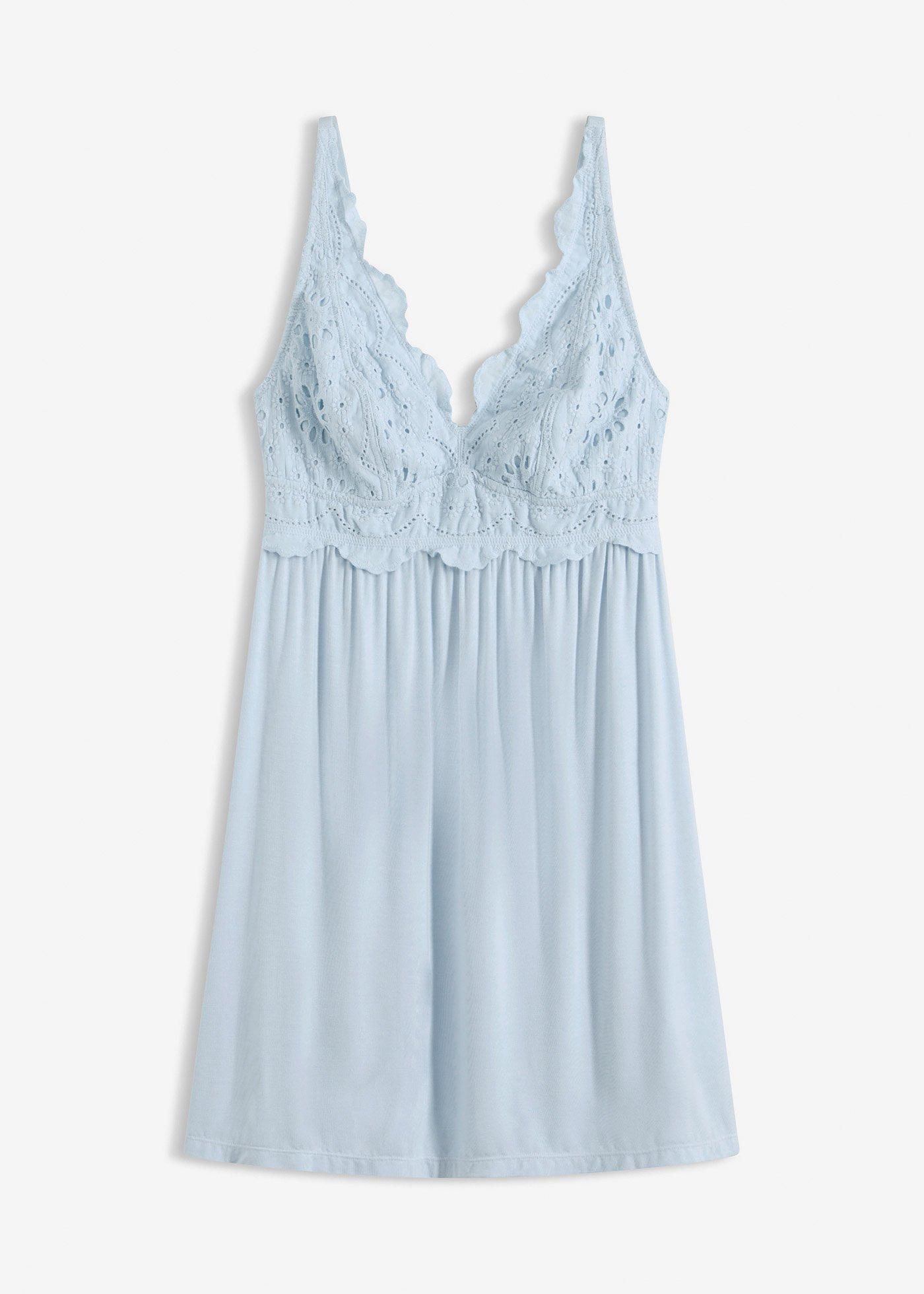 Nuisette en viscose avec broderies anglaises