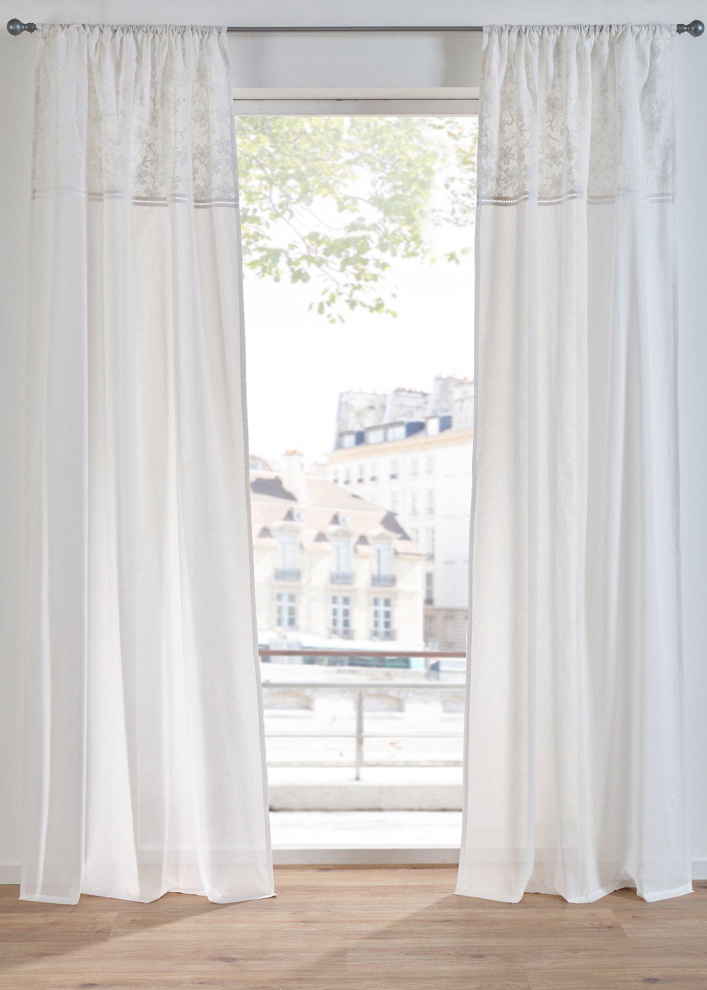 Rideau en coton avec broderie (1 pce)