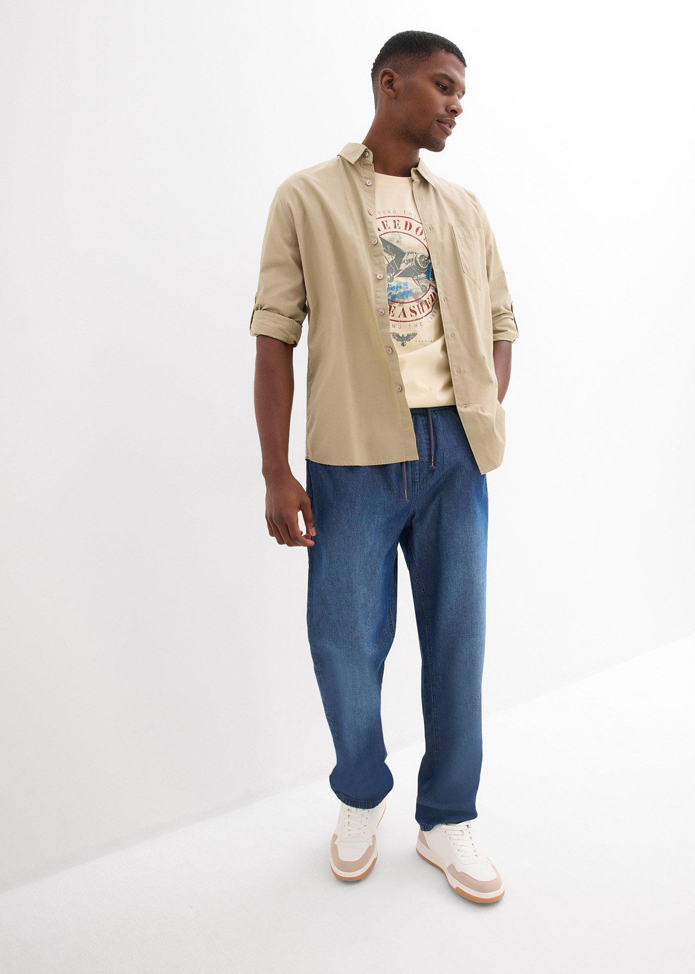 Dżinsy z letniego denimu o kroju classic fit, z gumką w talii  (2 pary) - Bonprix