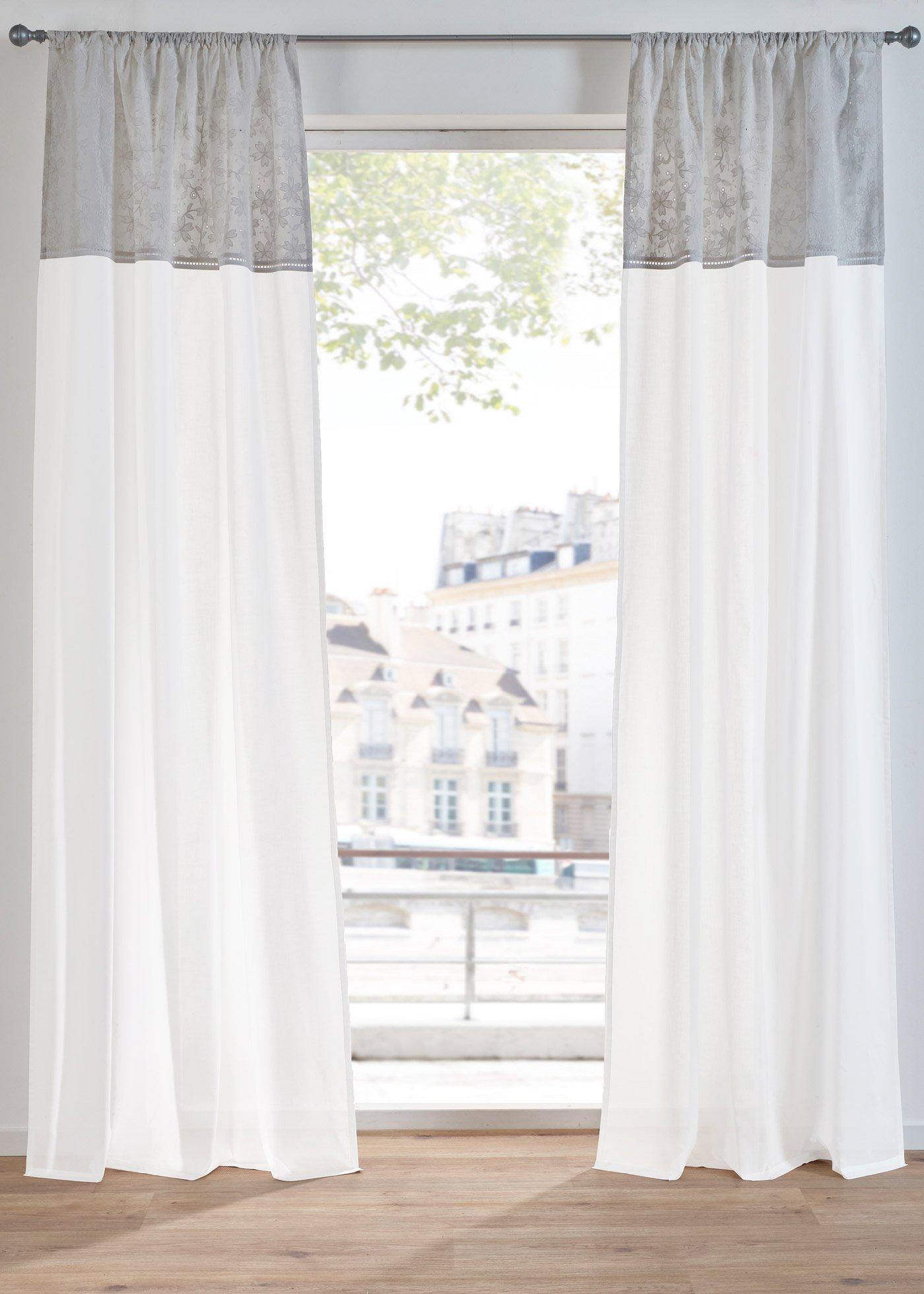 Rideau en coton avec broderie (1 pce)