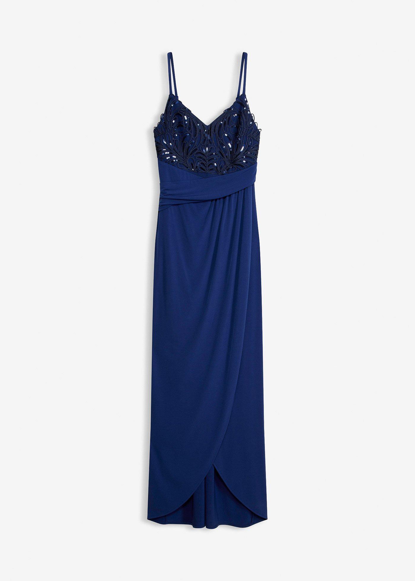 Rochie de seară cu dantelă și broderie cu paiete