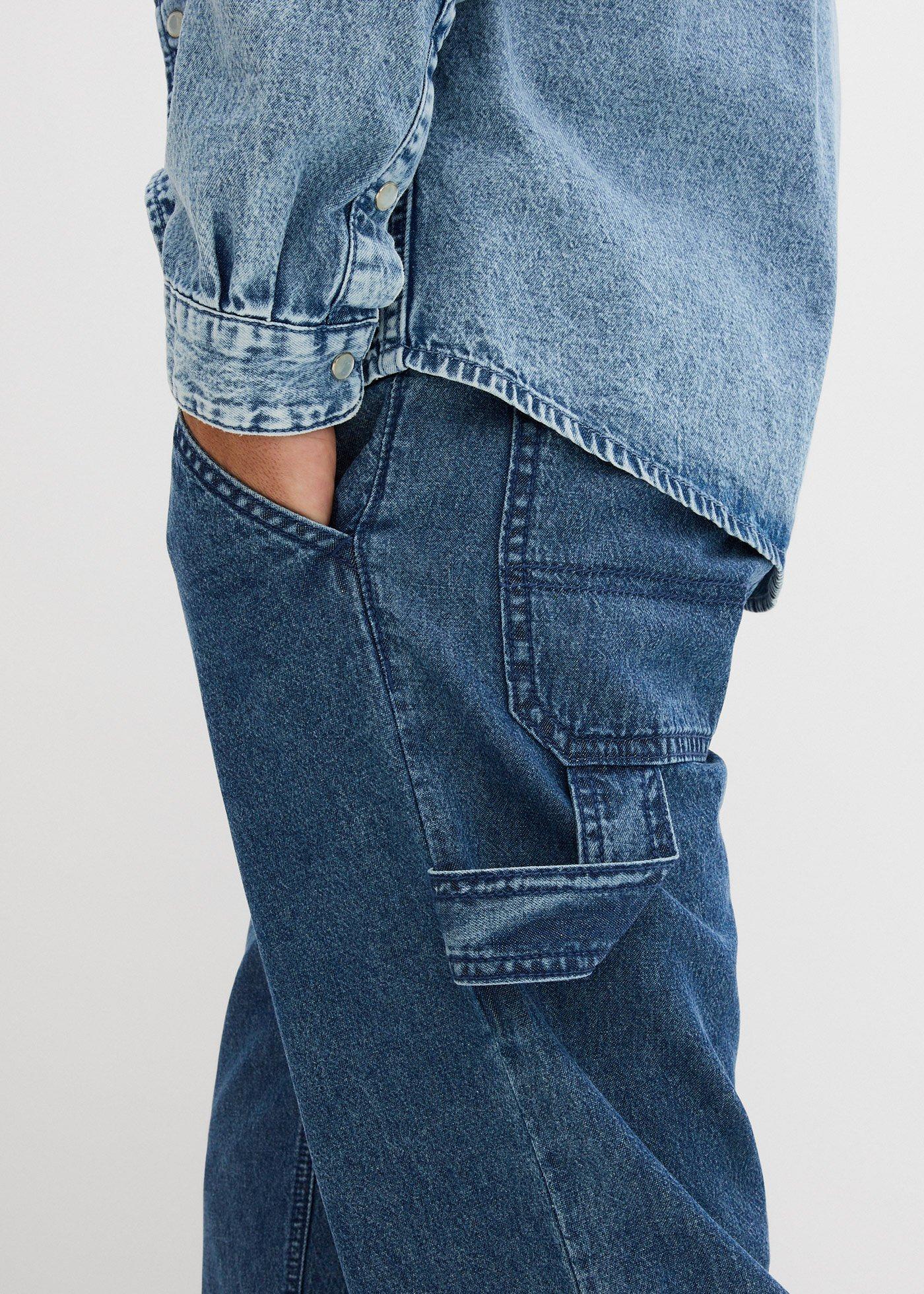 Lekkie jeansy  carpenter o kroju relaxed fit z wygodnym pasem i prostą nogawką - Bonprix