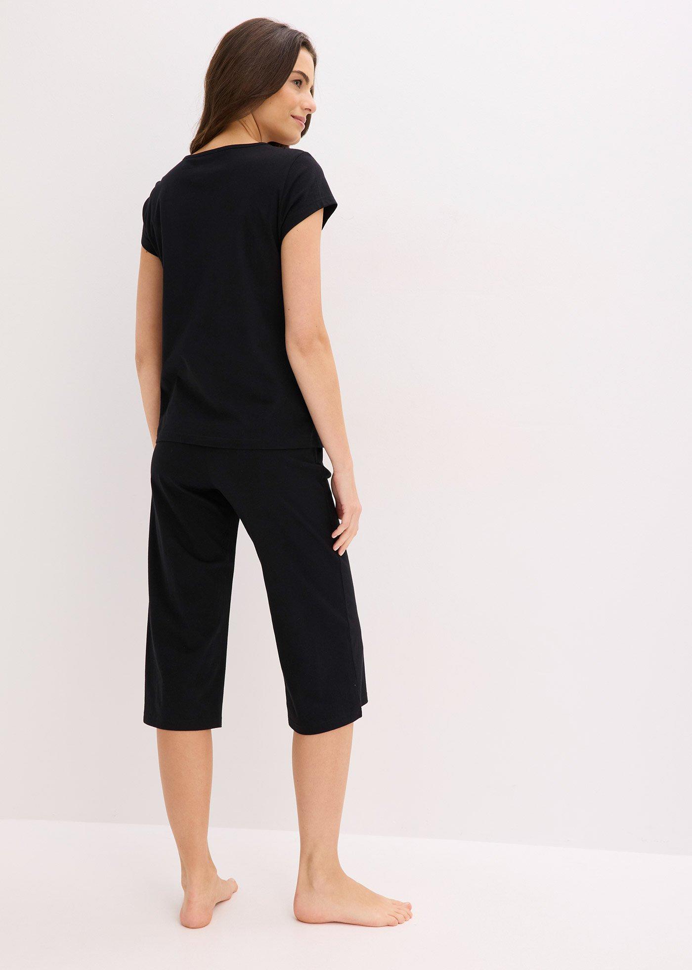 Piżama z szerokimi spodniami culotte 3/4 - Bonprix