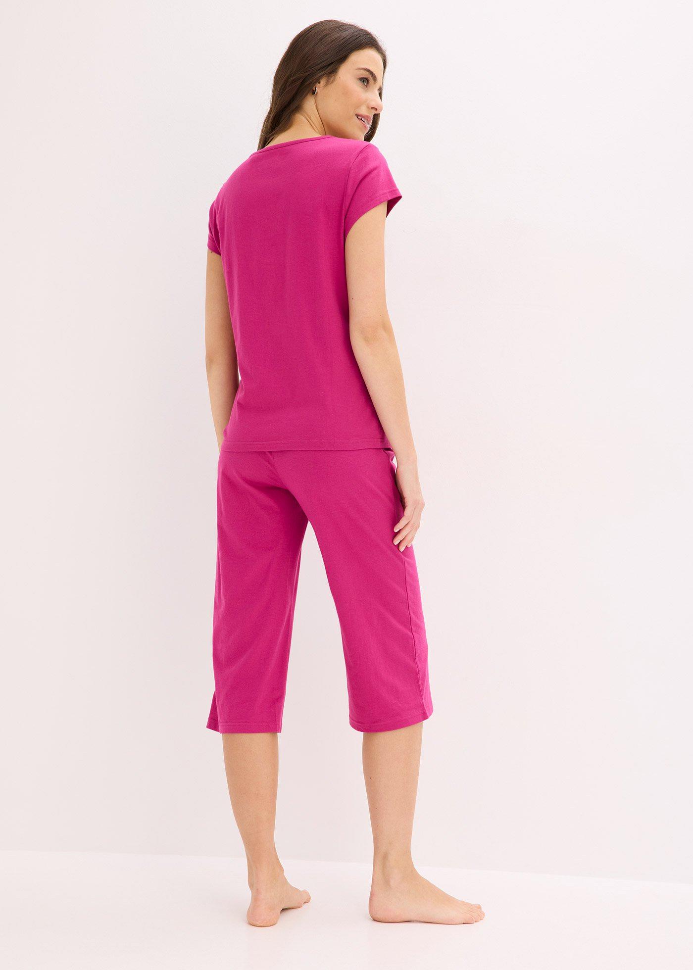 Piżama z szerokimi spodniami culotte 3/4 - Bonprix