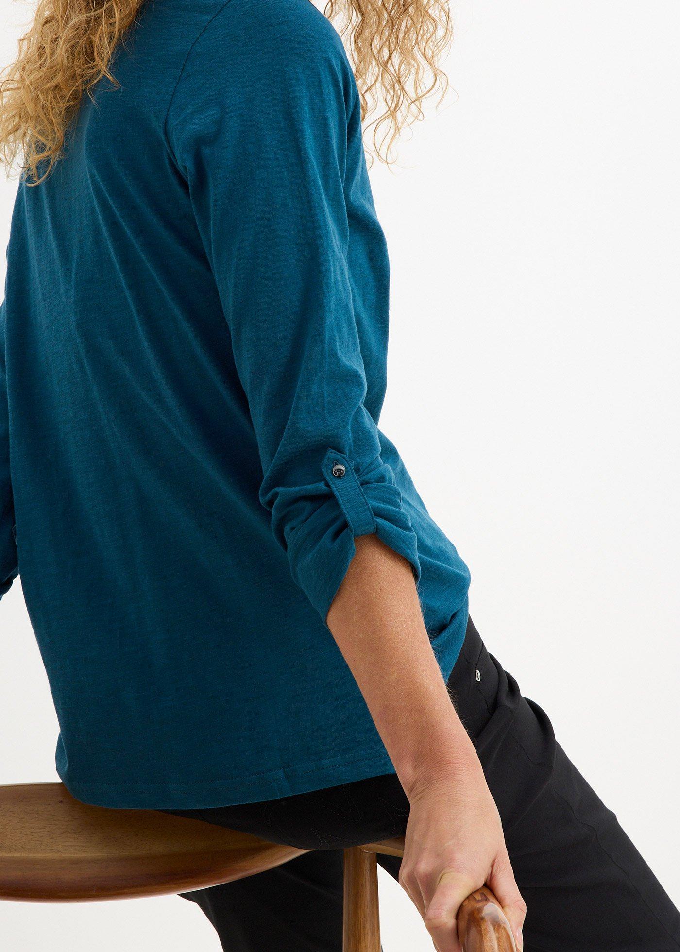 Bluzka z plisą guzikową z czystej bawełny organicznej - Bonprix