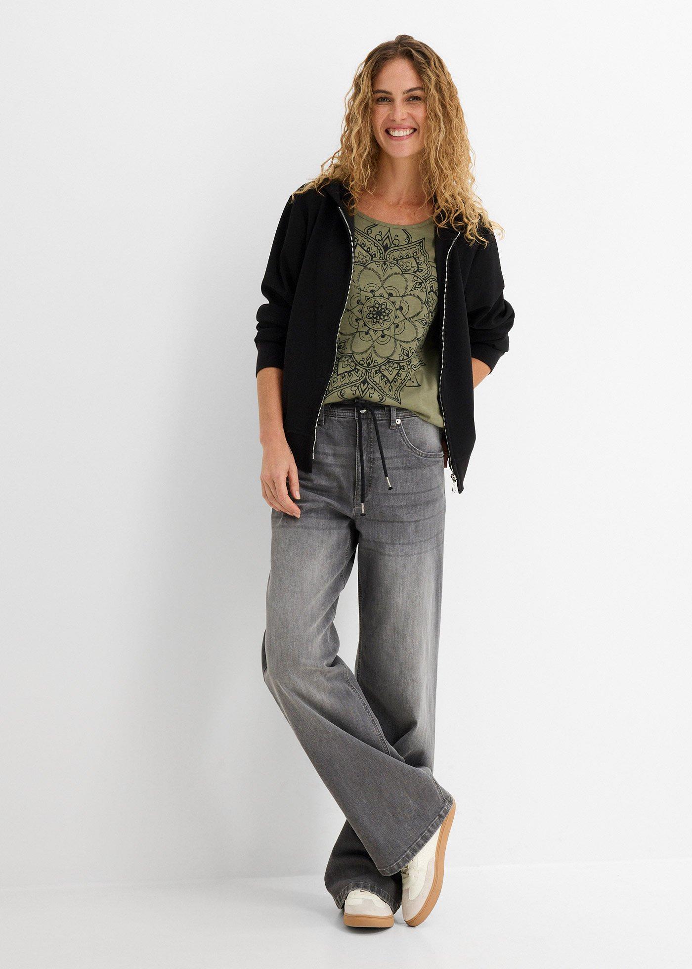 Shirt z przędzy mieszankowej, krótki rękaw - Bonprix