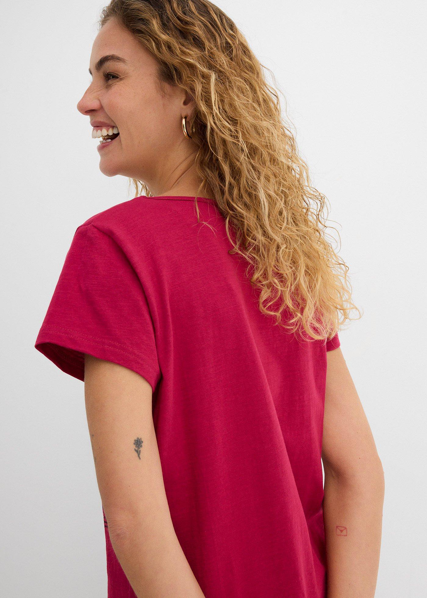 Shirt z przędzy mieszankowej, krótki rękaw - Bonprix
