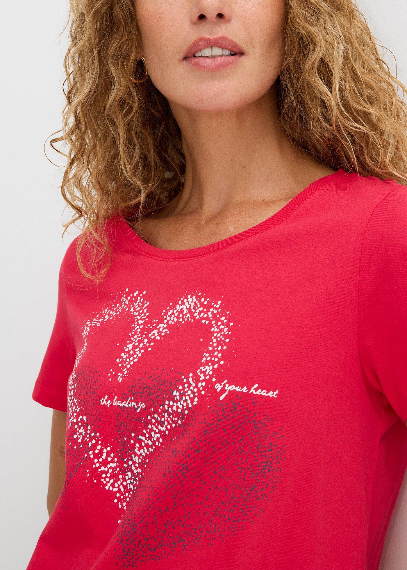 Bluzka bawełniana z nadrukiem serca z bawełny organicznej - Bonprix