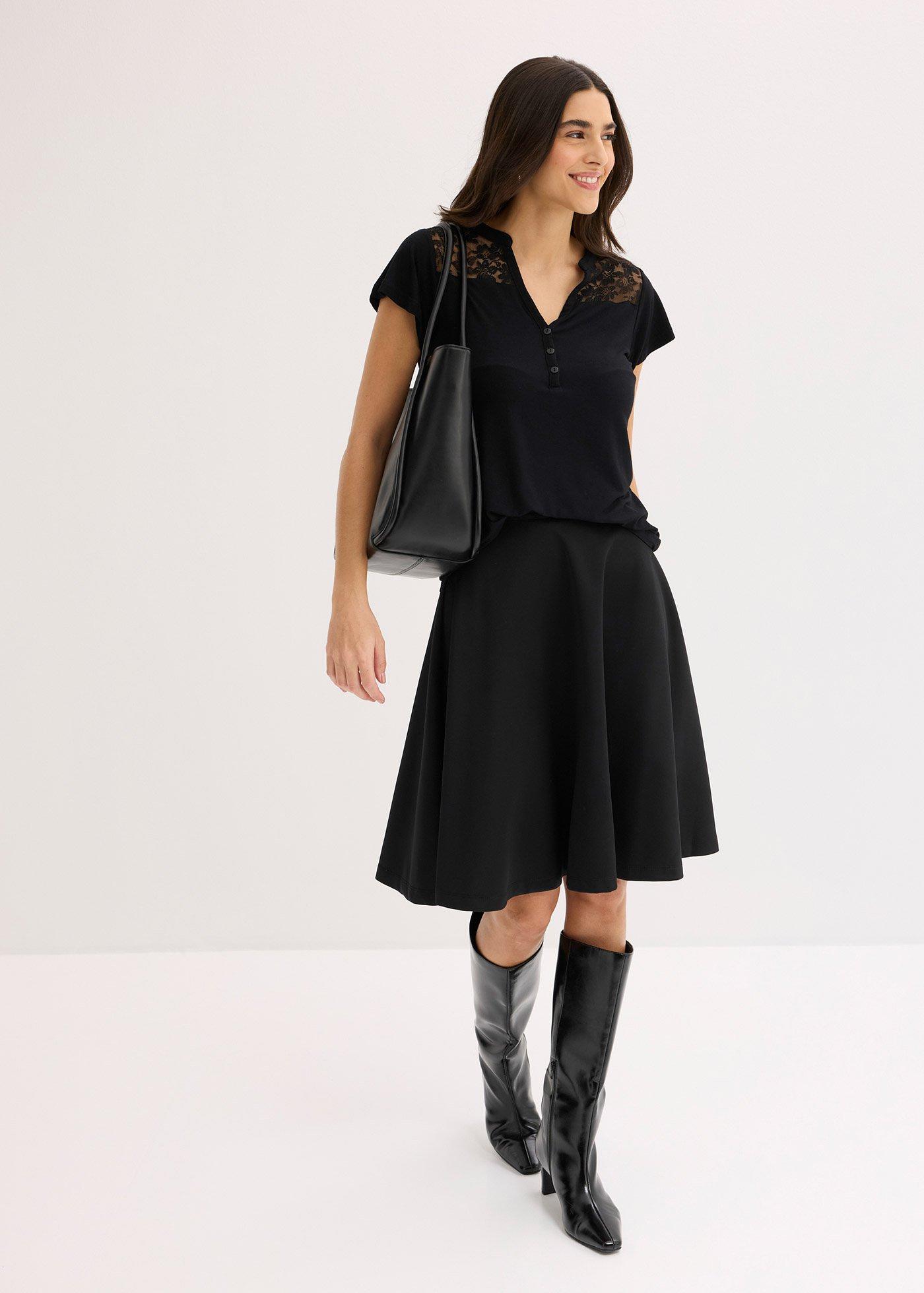 T-shirt z dekoltem henley z mieszanki wiskozy - Bonprix