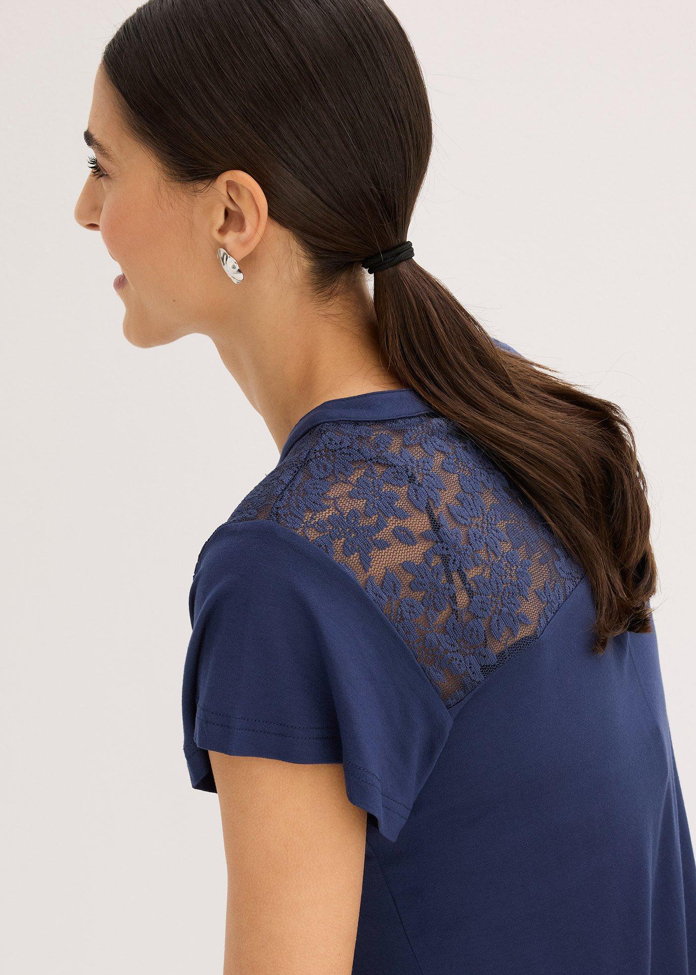 T-shirt z dekoltem henley z mieszanki wiskozy - Bonprix