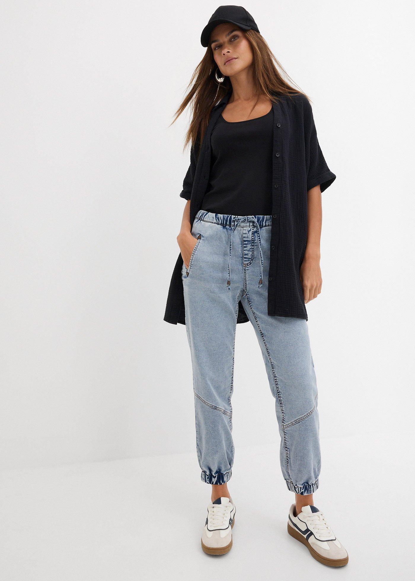 Dżinsy jogger mid waist, ze stretchem - Bonprix