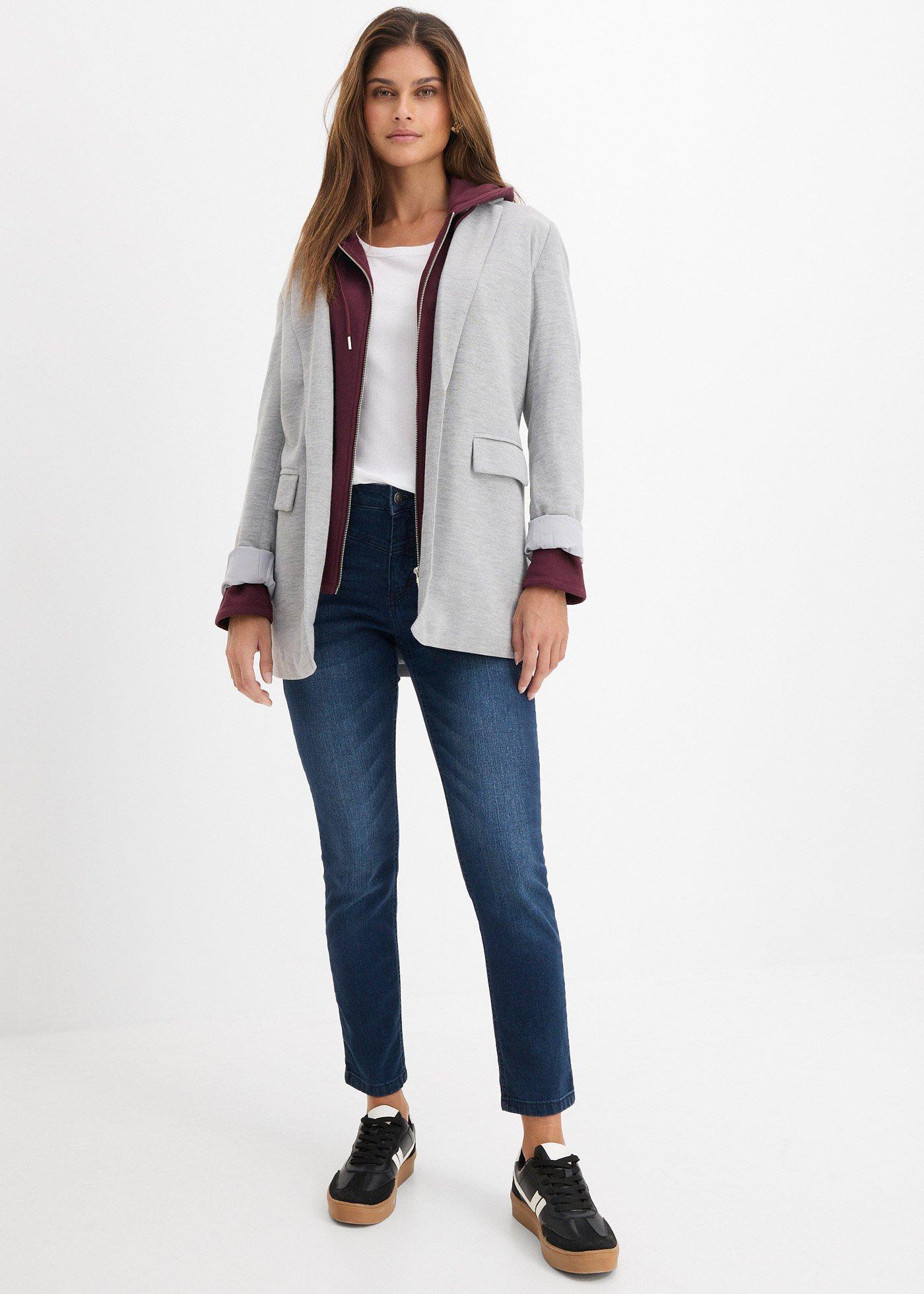 Dżinsy ze stretchem, skinny, high waist, cropped - Bonprix