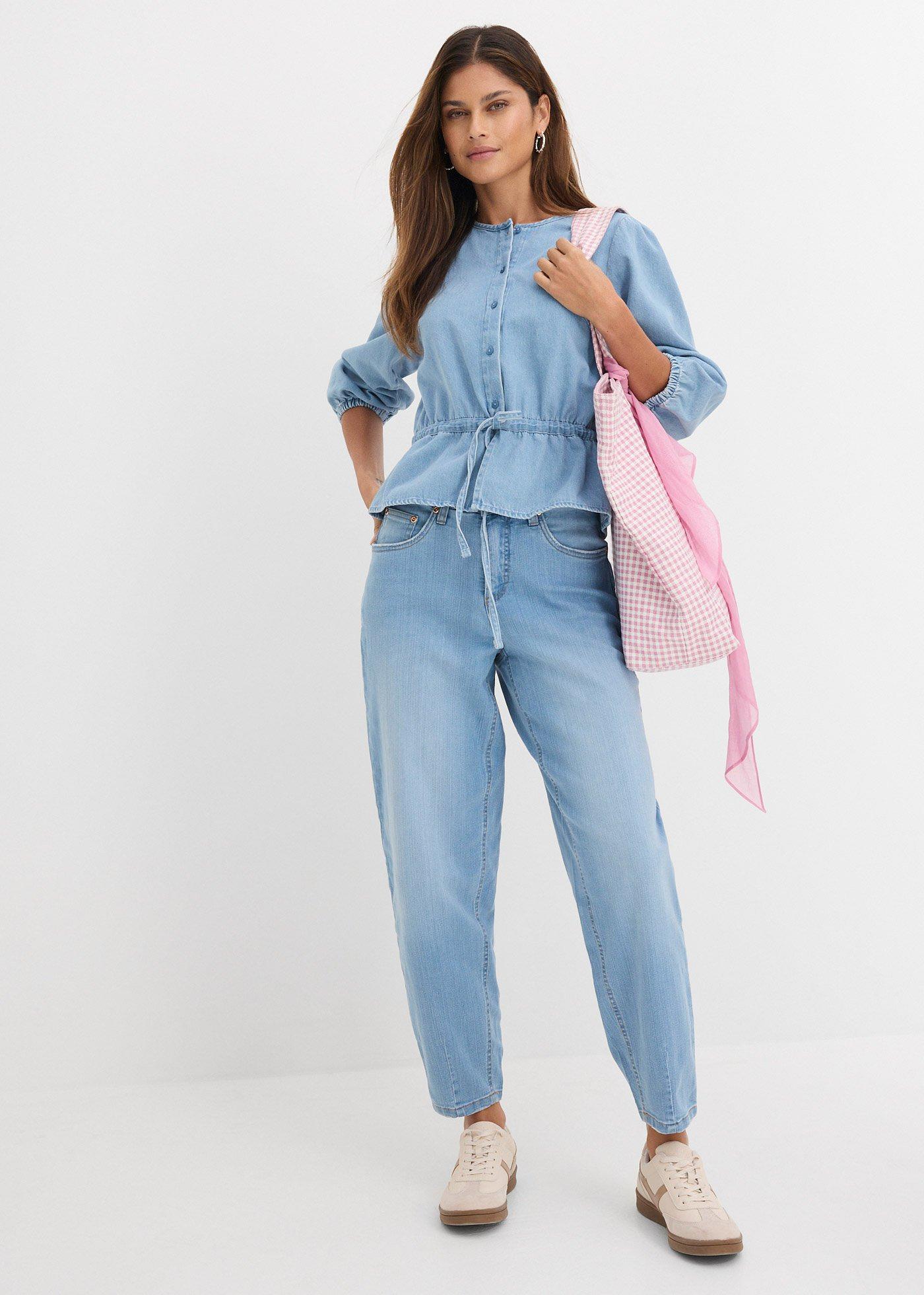 Dżinsy Barrel, high waist, cropped - Bonprix