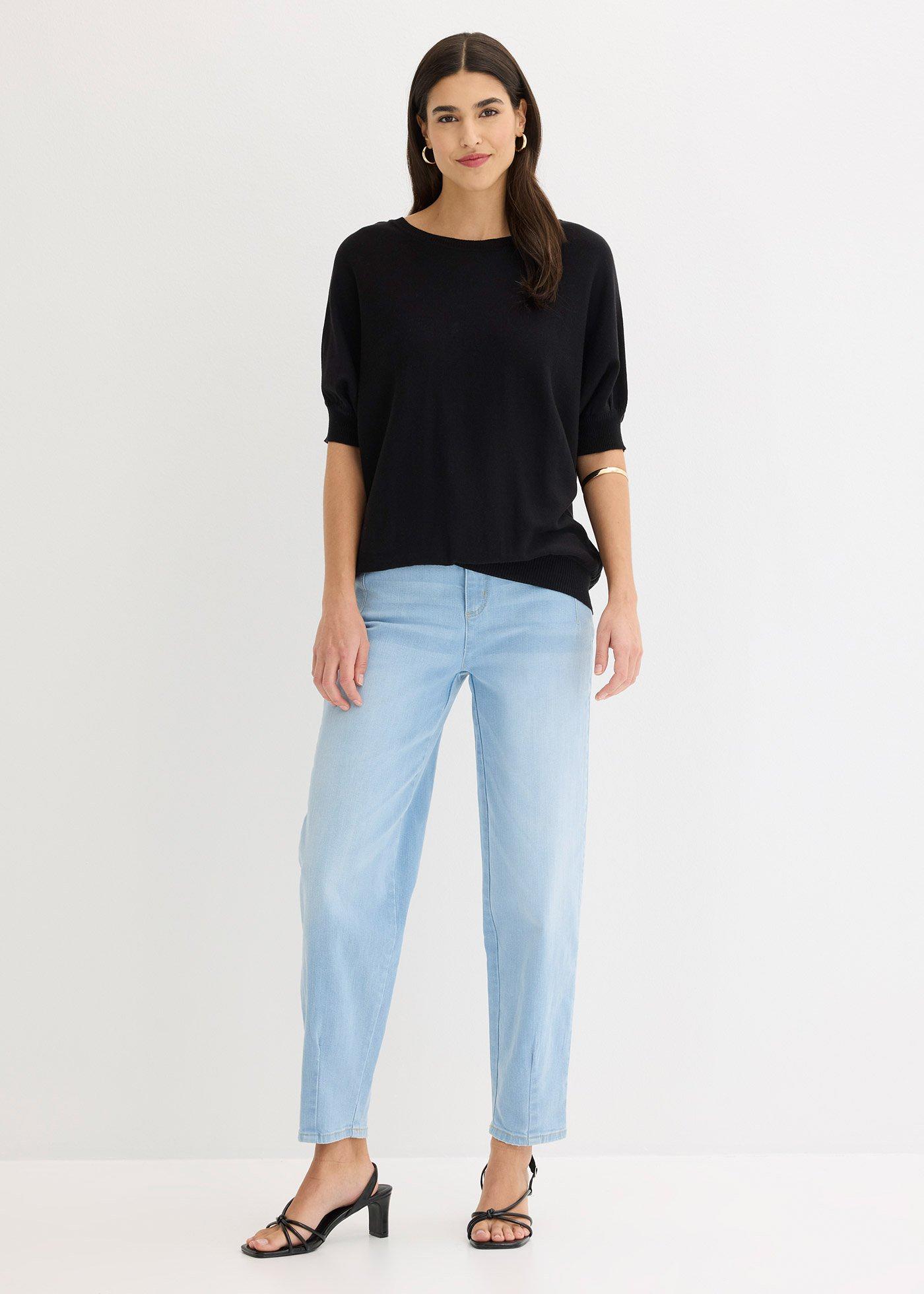 Sweter z cienkiej dzianiny z mieszanki bawełny - Bonprix