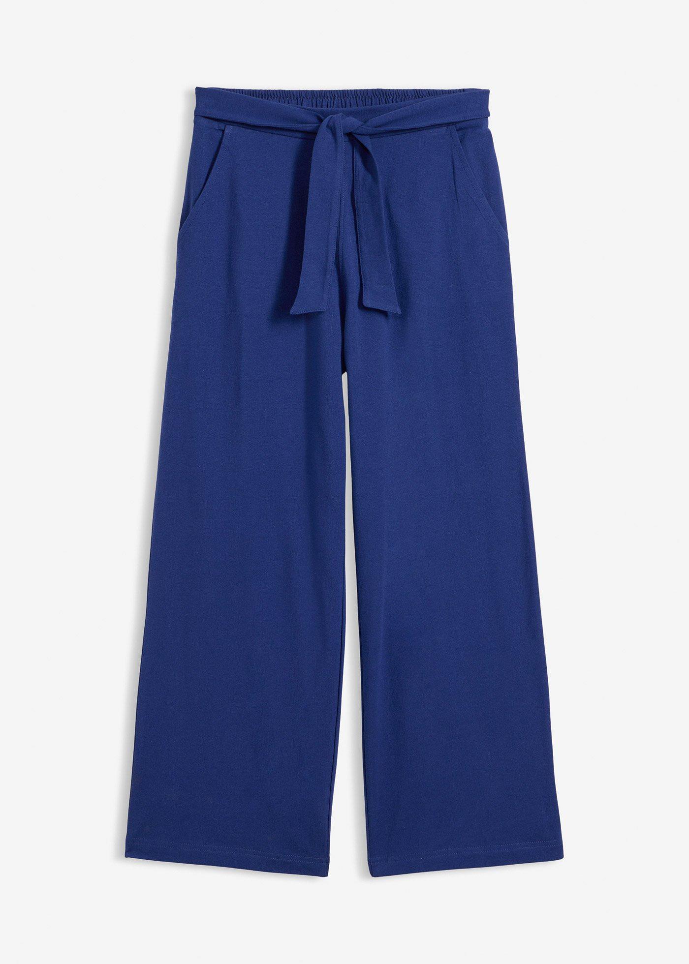 Spodnie culotte z elastycznym paskiem, uszyte z bawełny organicznej - Bonprix