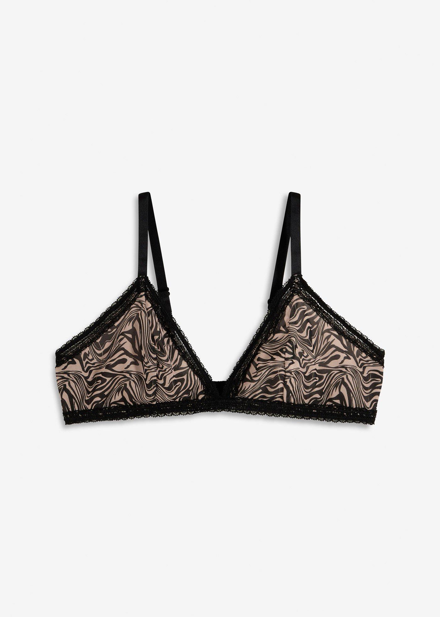 Soutien-gorge triangle sans armatures, en mesh imprimé