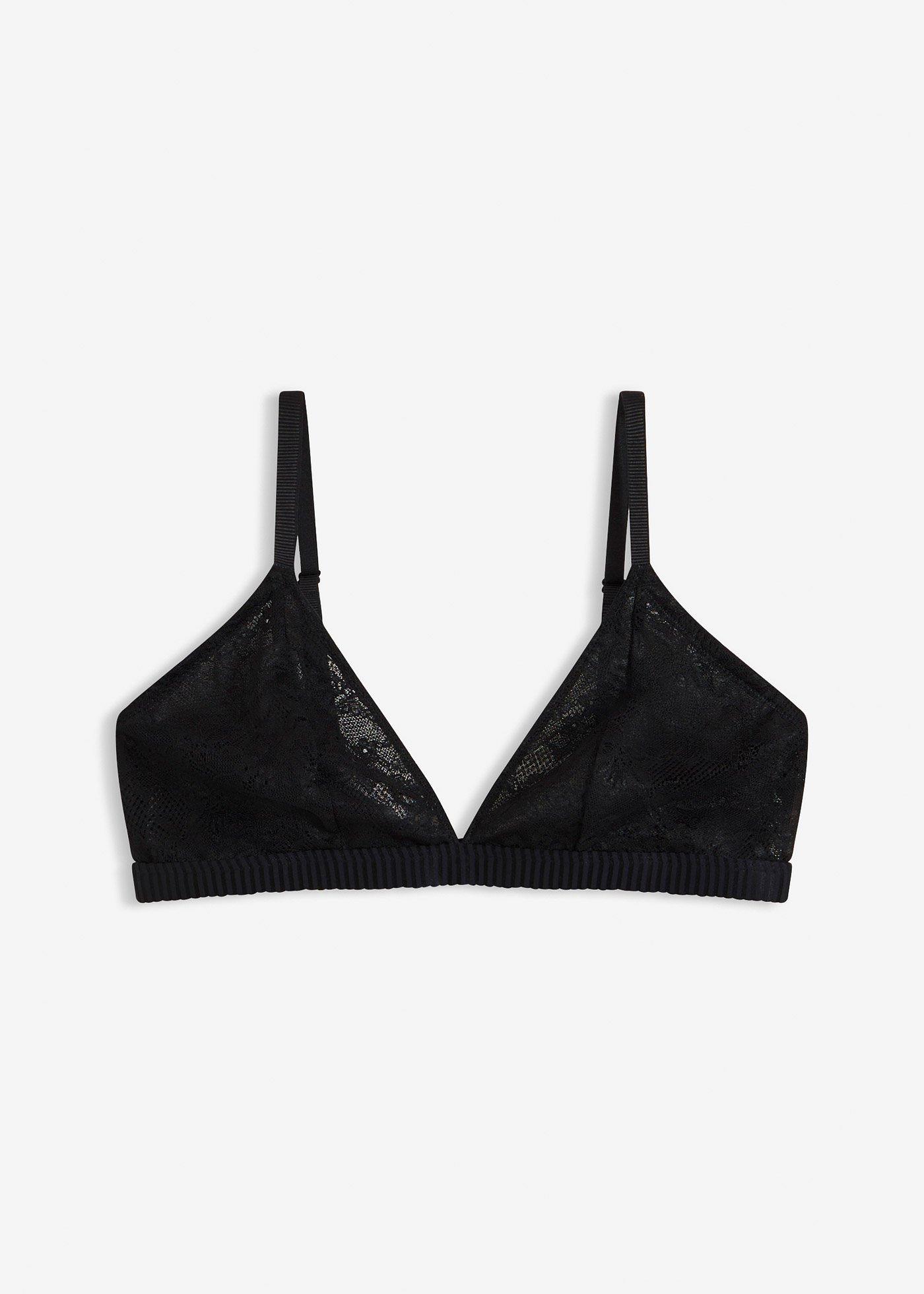 Soutien-gorge triangle, sans armatures, texture côtelée douce