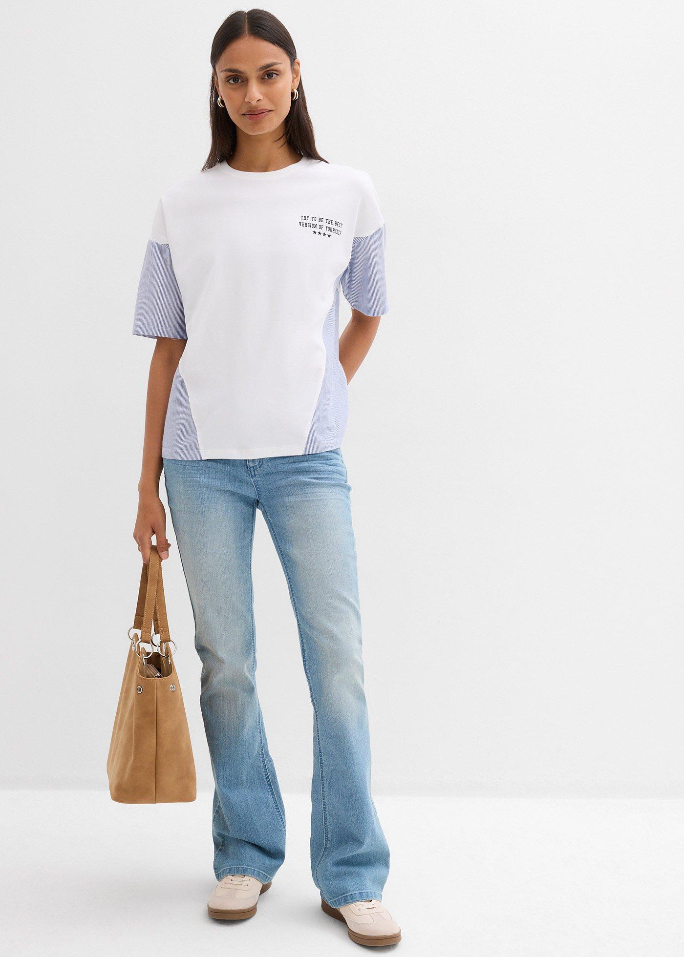T-shirt oversize z mieszanki bawełny - Bonprix