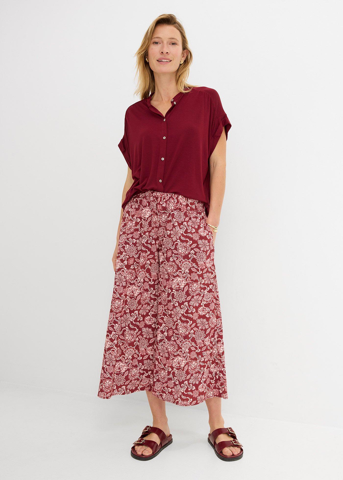 Spodnie culotte z przyjemnej w dotyku popeliny - Bonprix