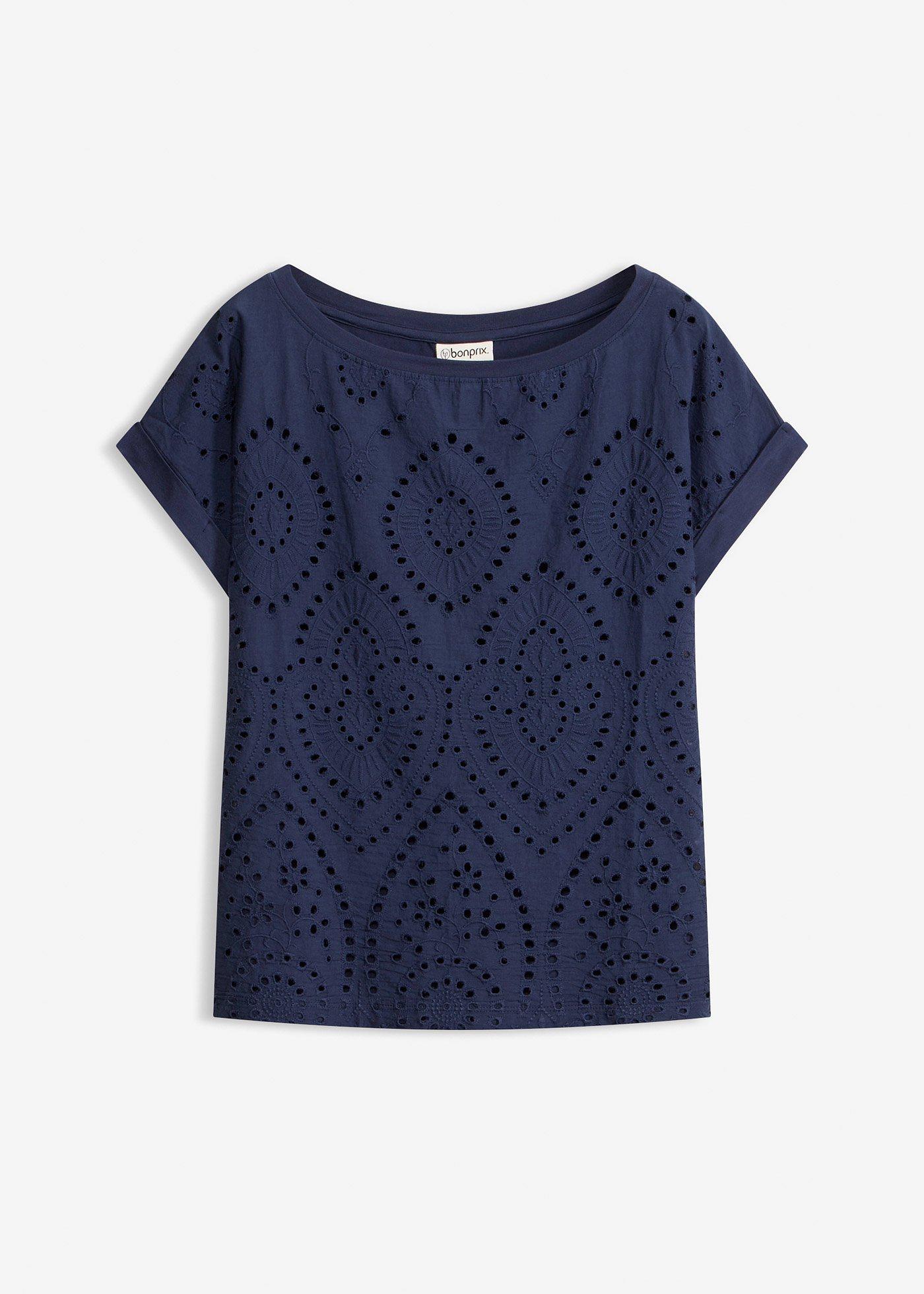 Shirt met broderie anglaise