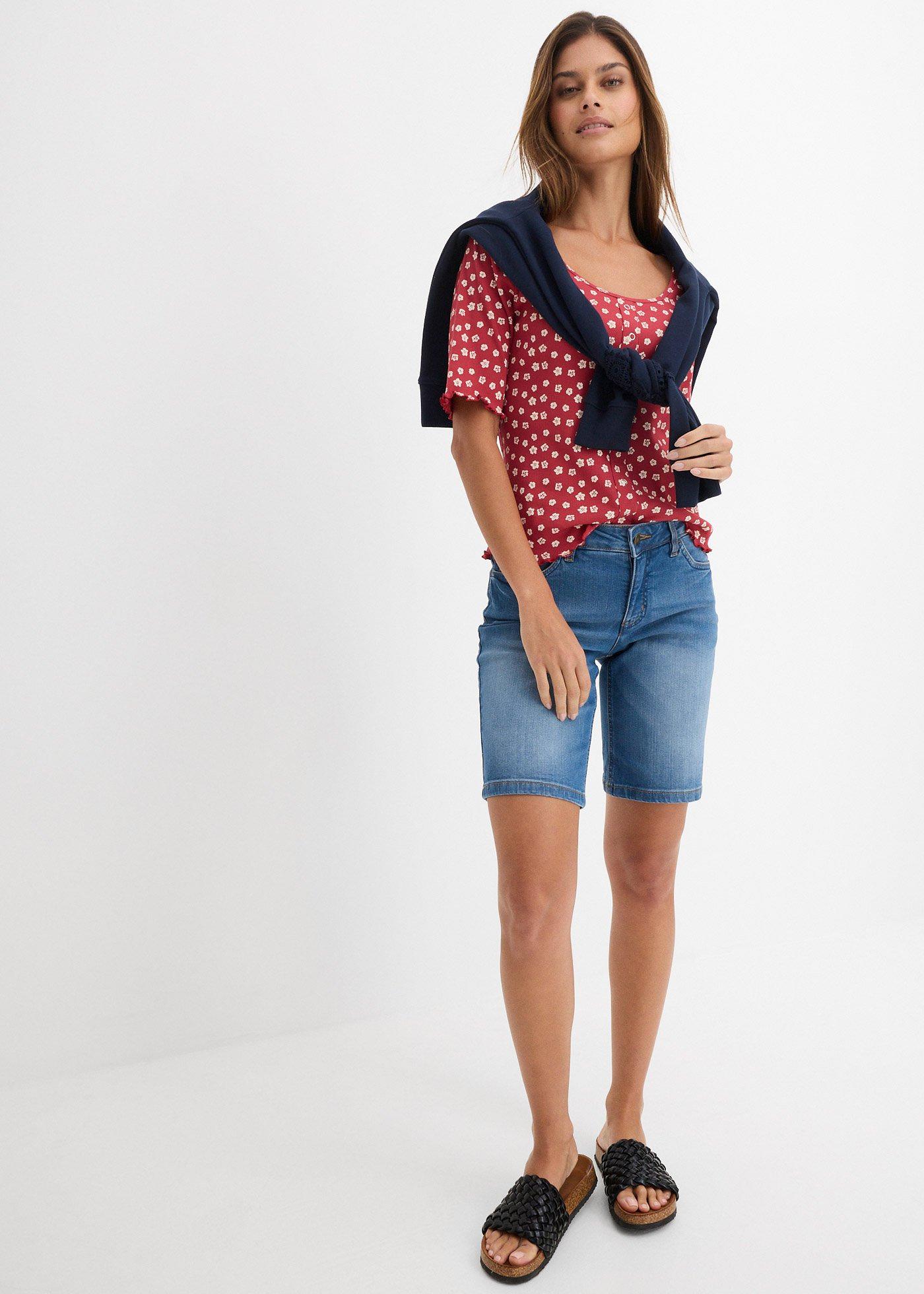 Bermudy dżinsowe Straight, mid waist - Bonprix